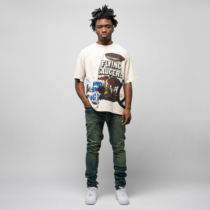CRTFD Allover Print Mash Up T-Shirt - Natural Cotton Tee for Men & Women | Casual Wear, Street Style, Graphic Tees for Everyday Outfits