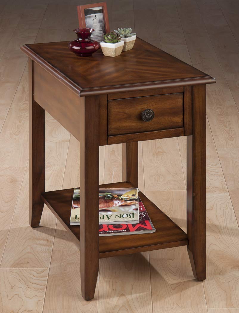 Jofran Solid Wood Chairside End Table with Storage Shelf | Small Side Table for Living Room, Bedroom, or Office | Compact Nightstand with Storage Space