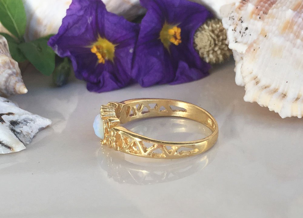 Opalite Gemstone Ring – Dainty & Delicate Gold Rainbow Jewelry for Women – Perfect for Everyday Wear, Gift Giving & Special Occasions