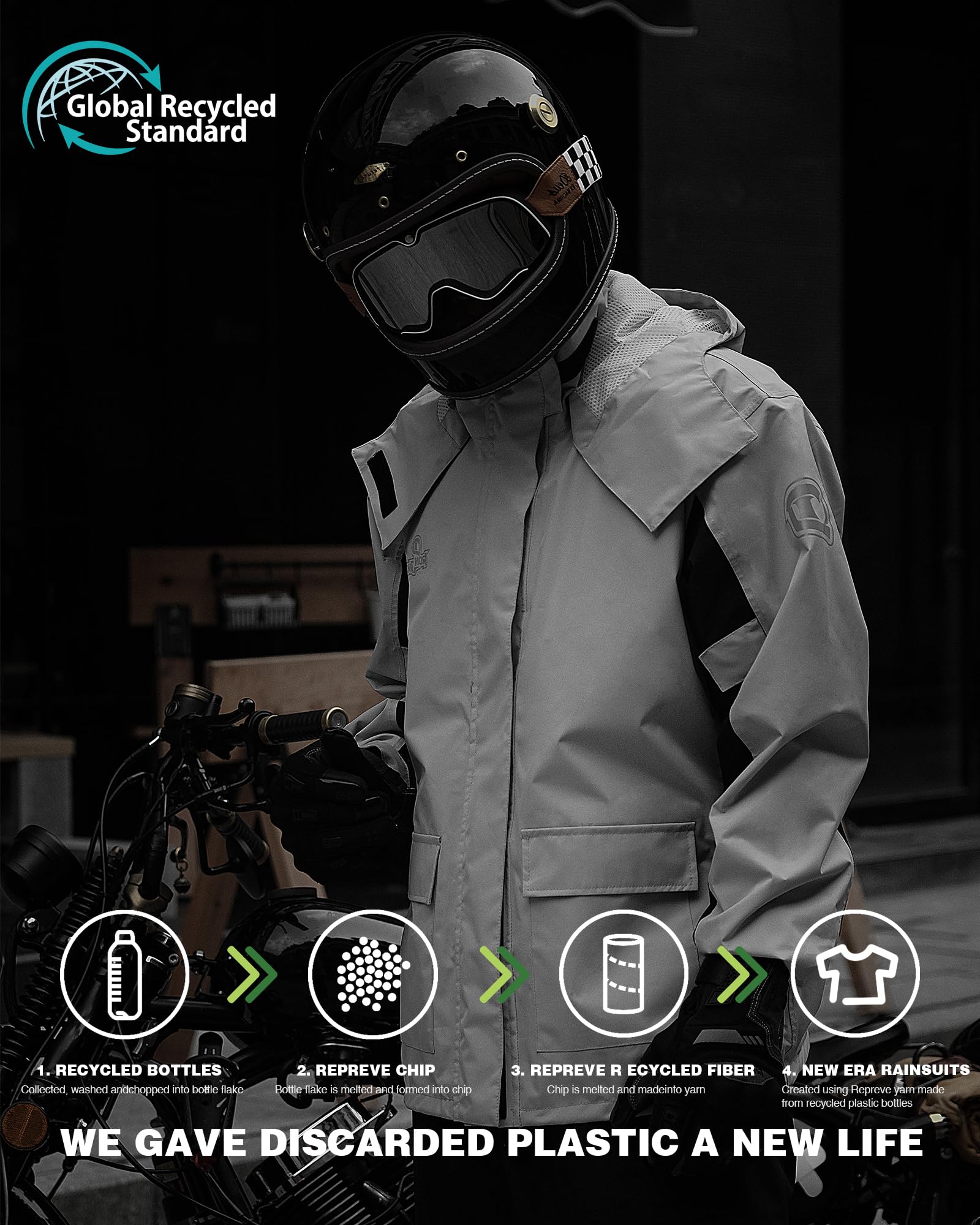 IRON JIA'S Waterproof Rain Suit for Men & Women - Motorcycle Rain Gear with Reflective Strips | Breathable Jacket & Pants for Fishing, Hiking, Farming & Outdoor Work | All-Weather Protection for Commuting & Adventure