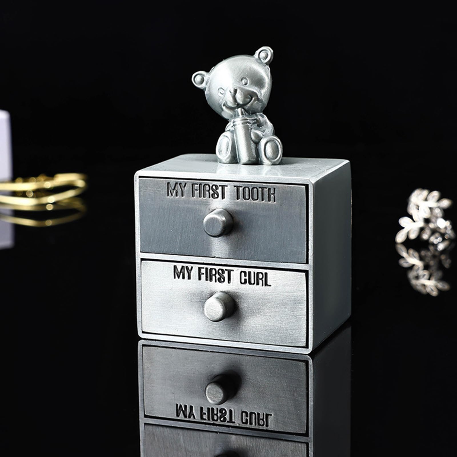 HUANIZI Baby First Tooth Keepsake Box - Metal Storage Case for Lost Teeth, Deciduous Tooth Preservation Container - Perfect for Childhood Memories & Milestone Souvenirs (Ideal for New Parents, Baby Showers & Memory Keeping)
