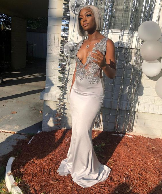 Elegant Gray Mermaid Prom Dresses for Women - Long Evening Gown J4510 for Homecoming, Formal Events & Special Occasions