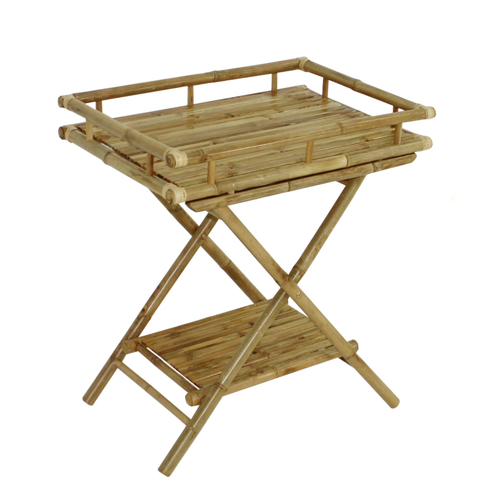 Butler Bamboo Tray Table with Removable Serving Tray - Foldable Breakfast Bed Table for Coffee, Snacks, TV Watching, and Laptop Use in Living Room, Bedroom, or Office