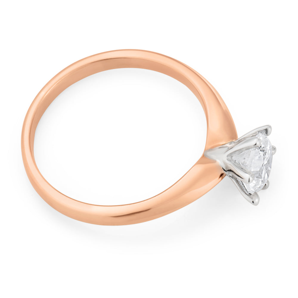 18ct Rose Gold Solitaire Ring With 1 Carat Diamond - Elegant Engagement Wedding Band for Her, Perfect Proposal Gift & Anniversary Jewelry