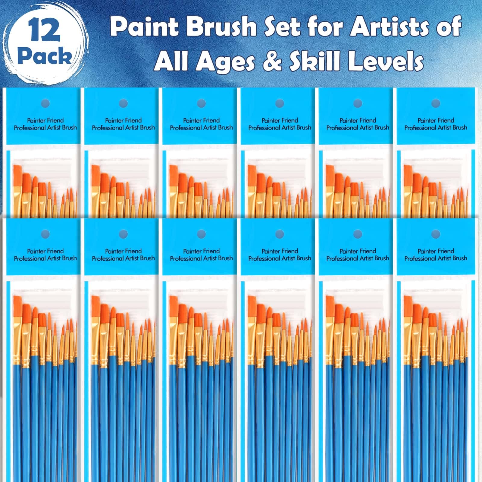 120 Pcs Acrylic Paint Brushes Set - Professional Artist Paintbrushes for Canvas, Watercolor, Fabric & Face Painting - Multipurpose Art Brushes for Rock, Pumpkin & DIY Craft Projects