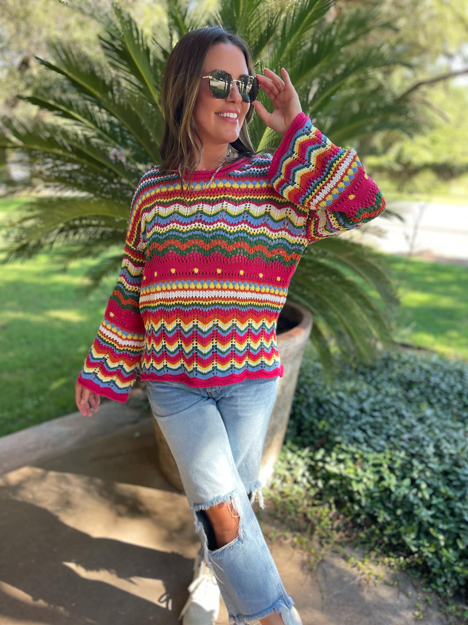 PREORDER: Abilene Crochet Sweater - Women's Boho Chic Knit Cardigan for Fall & Winter | Perfect for Cozy Evenings, Coffee Dates & Casual Outings