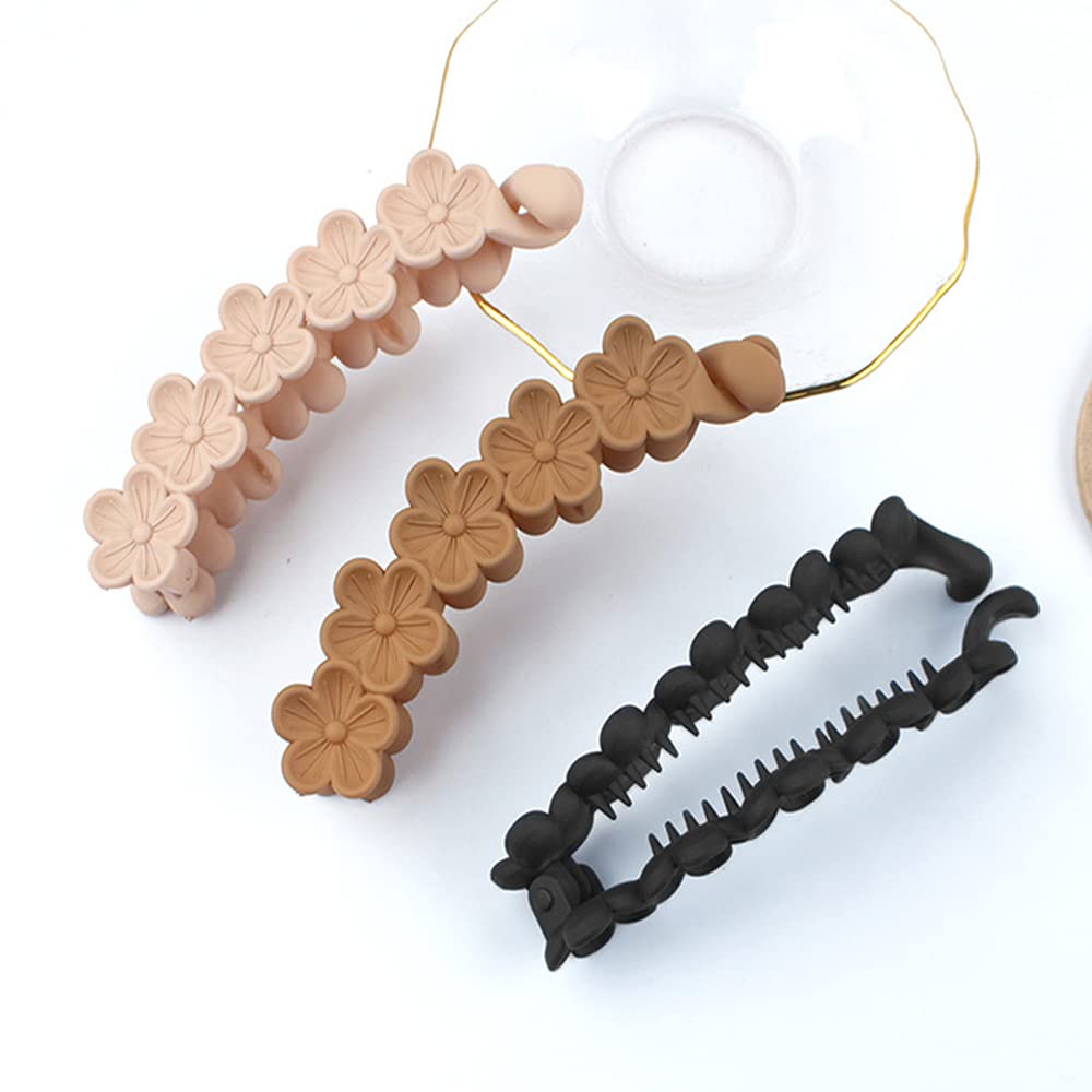 6 Pack Non-Slip Banana Hair Clips for Women - Thick Flower Hair Accessories for Ponytails & Fine Hair - Perfect for Daily Wear, Weddings & Special Occasions