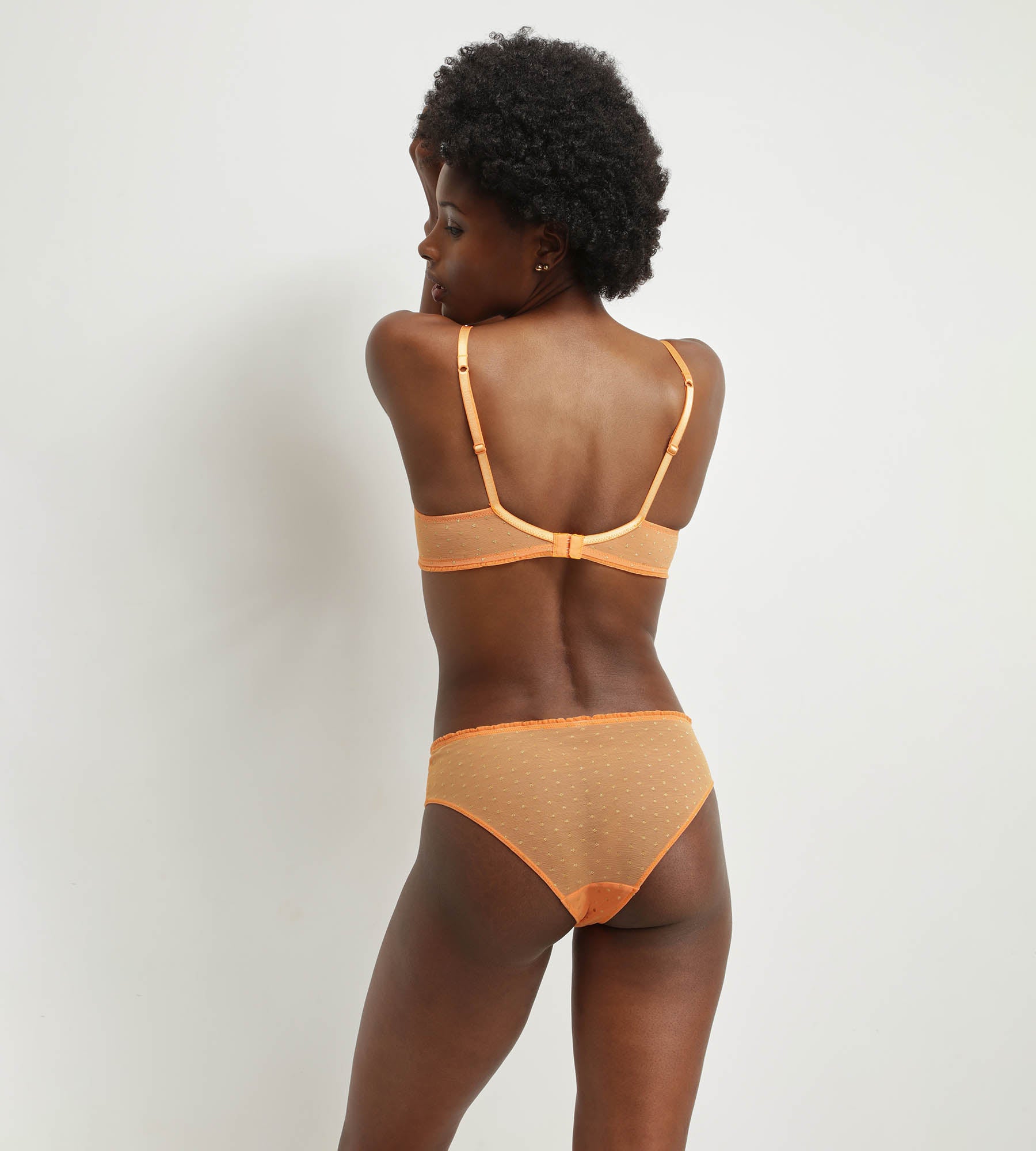 Orange Dim Shiny Mesh Midi Culotte - Transparent Tulle with Lurex Polka Dots | Elegant & Comfortable for Evening Parties, Date Nights & Special Occasions
