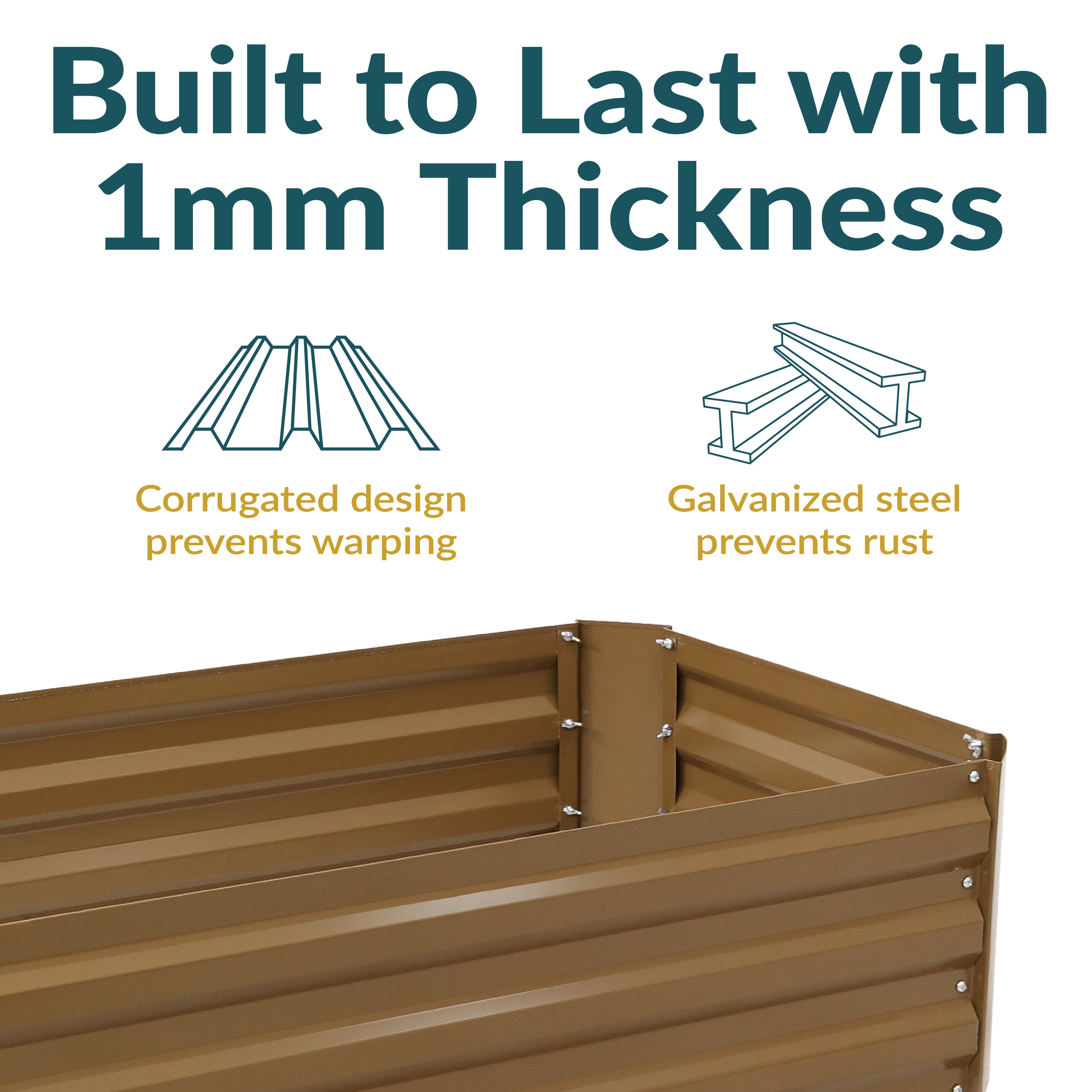 Galvanized Steel Raised Garden Bed - 48 Inch Rectangle Planter Box for Vegetables, Flowers & Herbs | Durable Outdoor Gardening Solution for Backyard, Patio & Urban Farming