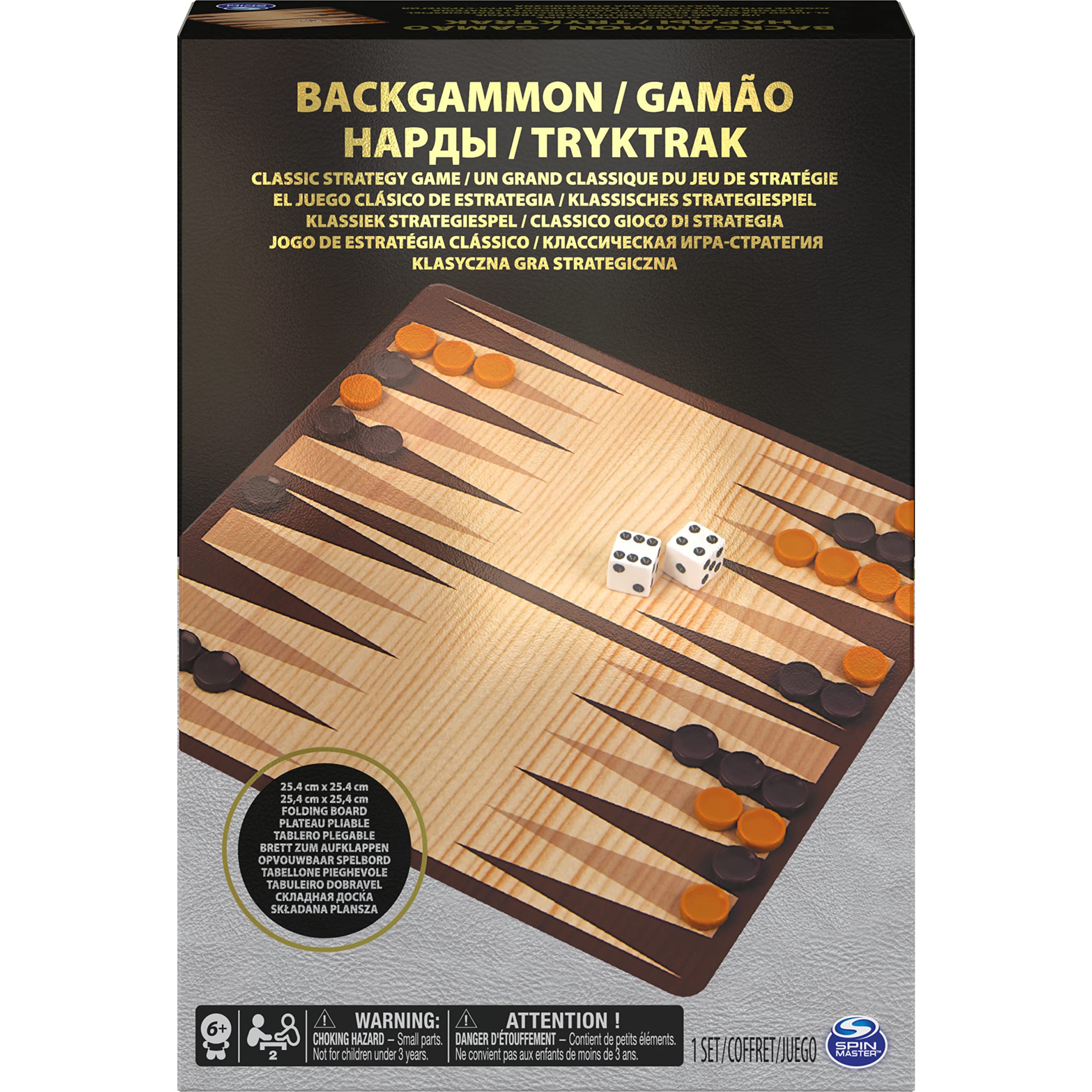 Cardinal Games 6033309 Classic Backgammon Set - Wooden Board Game for Adults & Kids Ages 8+ | Perfect for Family Game Nights, Travel & Strategy Fun