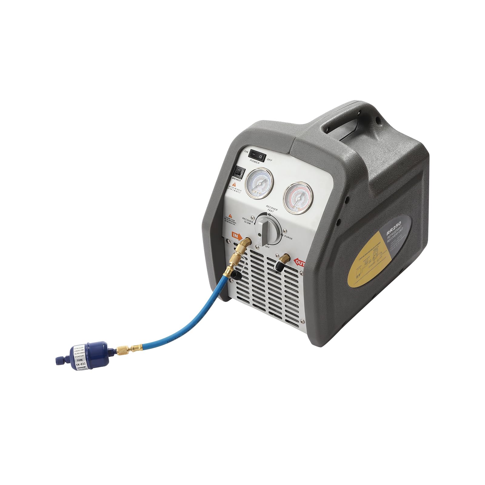 3/4HP AC Refrigerant Recovery Machine - Single Cylinder HVAC Recycling Unit (558psi) for R22 R134a R410a - Professional Air Conditioning Repair Tool for Home & Auto AC Maintenance