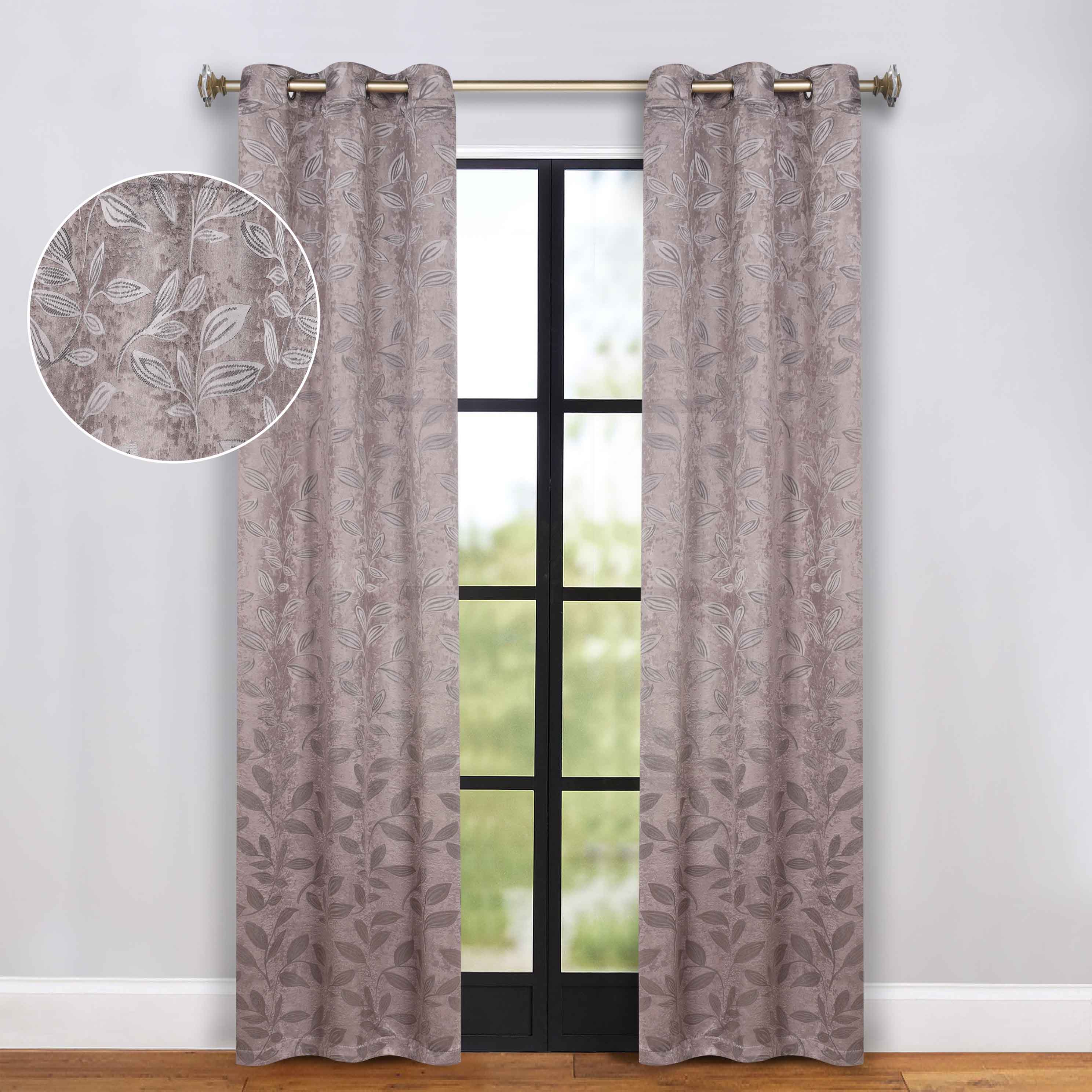 Leaves Grommet Blackout Curtains Set of 2 - Thermal Insulated Room Darkening Drapes for Bedroom & Living Room - Noise Reducing Window Treatment for Home Decor
