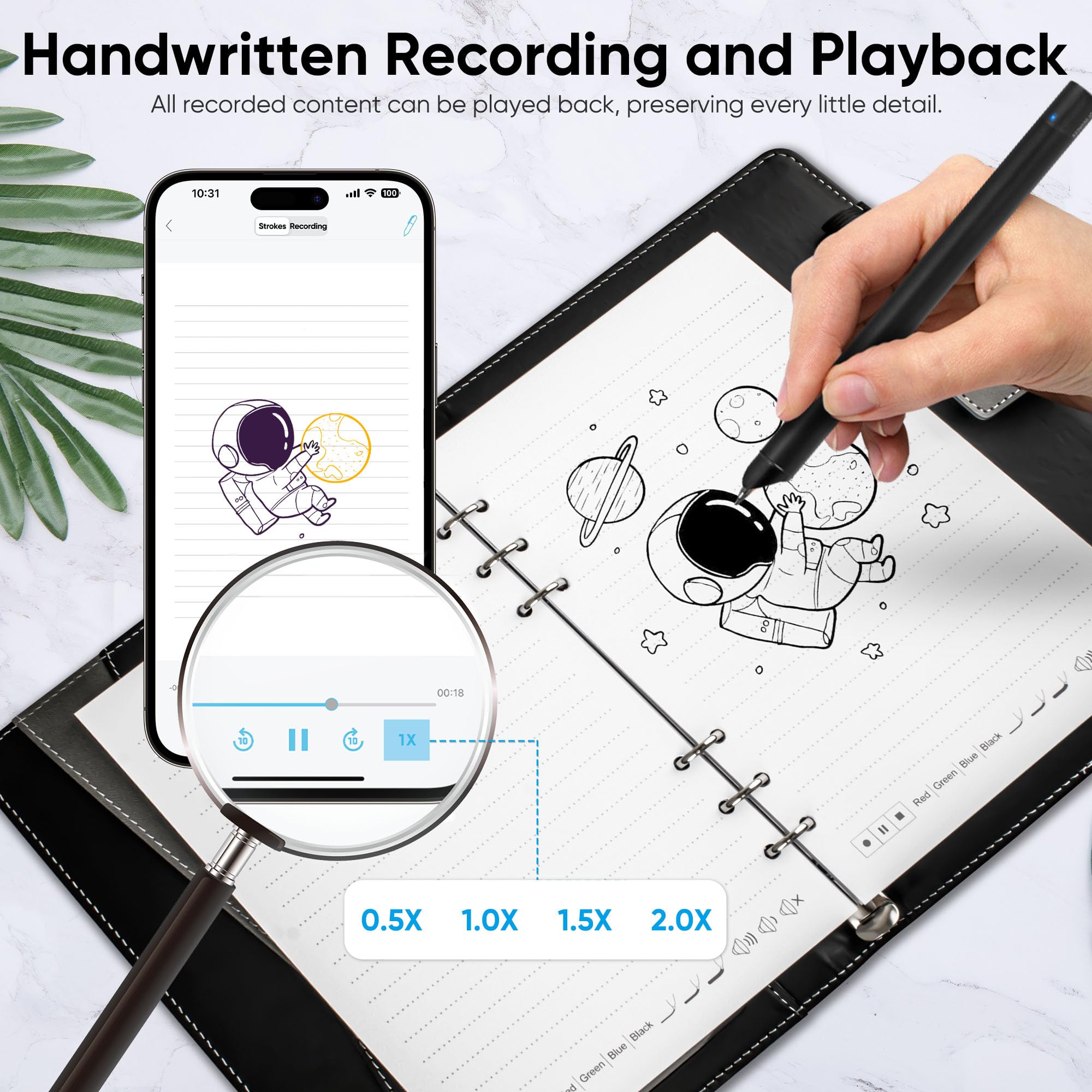 Smart Digital Pen & Notebook Set - Real-Time Sync & Digitize Notes for Android & iOS - Perfect for Learning, Office Work, Drawing & Sharing Ideas