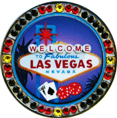 Las Vegas Golf Ball Marker with Crystals & Hat Clip - Perfect for Golf Enthusiasts