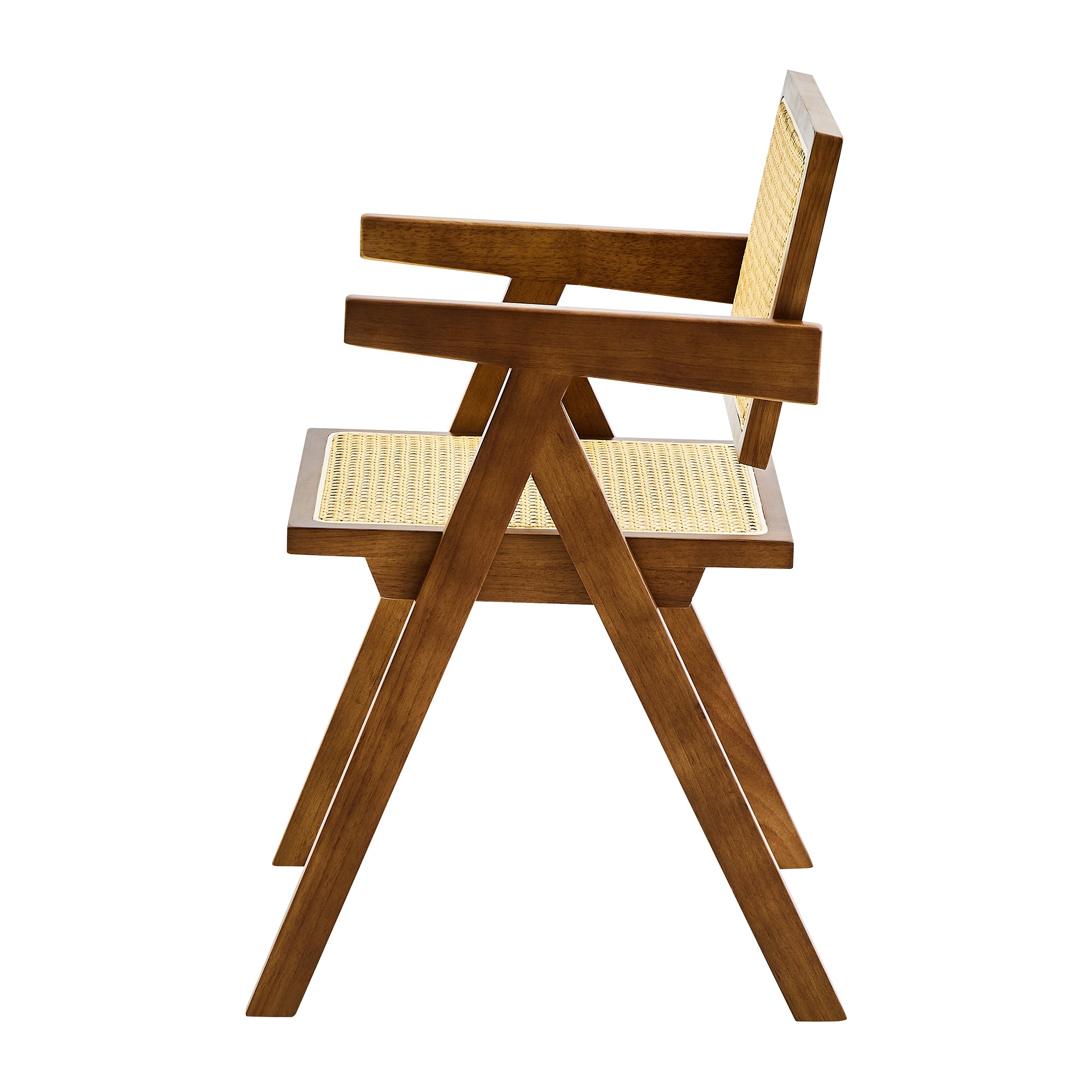 Solid Wood Dining Chairs with Armrests - Natural Rubber Wood & Rattan Woven Design for Kitchen, Dining Room, or Outdoor Patio