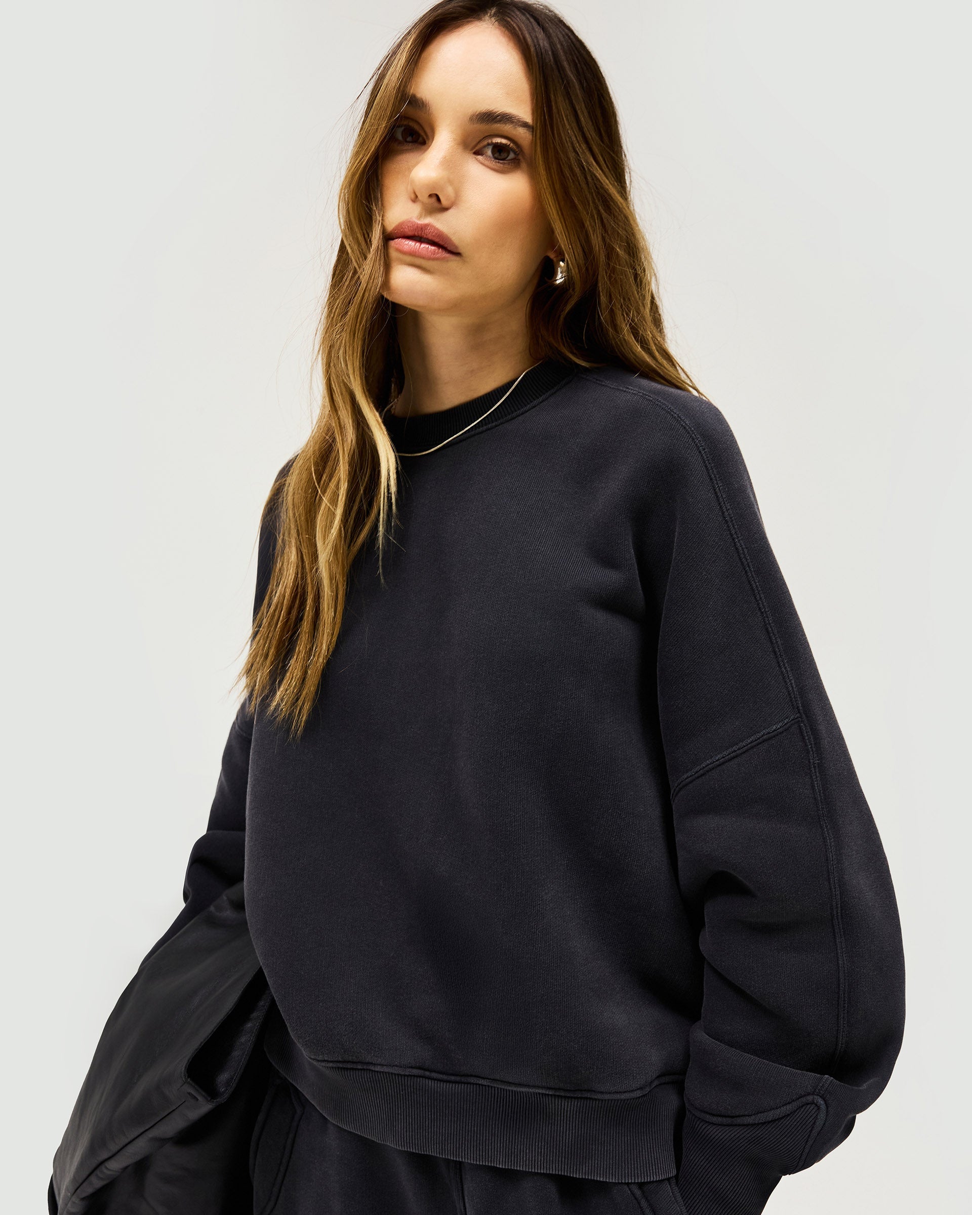 Initial V Notch Sweater - Washed Black | Stylish Casual Pullover for Men | Perfect for Fall & Winter Outfits