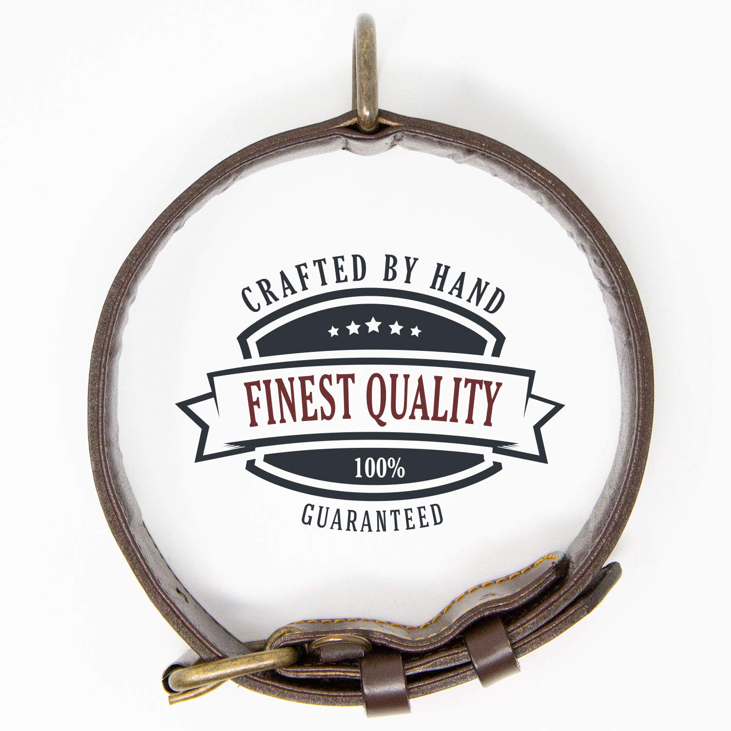 Premium Full Grain Padded Genuine Leather Dog Collar for Large Breeds - Adjustable Brown Leather Pet Collar with Heavy Duty Buckle - Perfect for Walking, Training & Outdoor Adventures