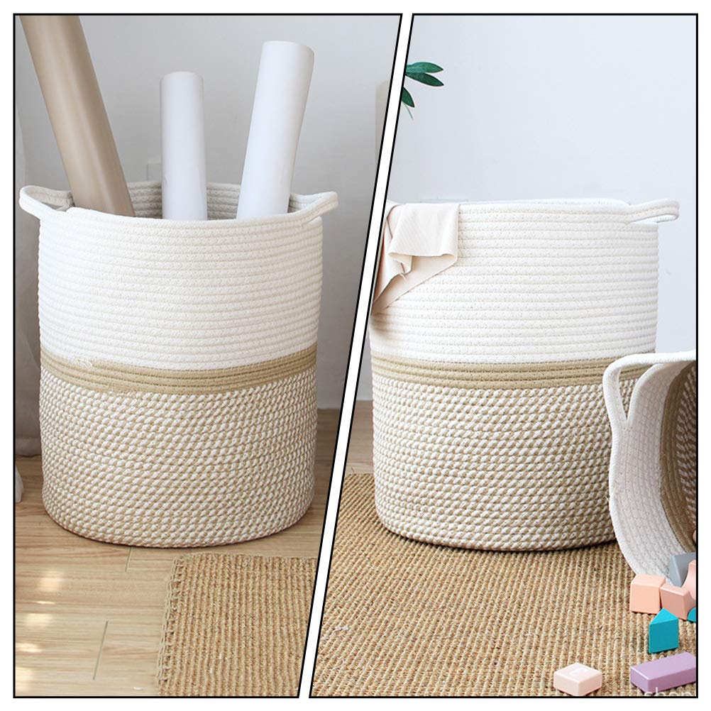 Extra Large Cotton Woven Storage Basket - Foldable Hamper for Blankets, Toys & Organizing | White Rope Bin for Kids, Pets & Home Organization | Perfect for Nursery, Playroom & Laundry Room Storage