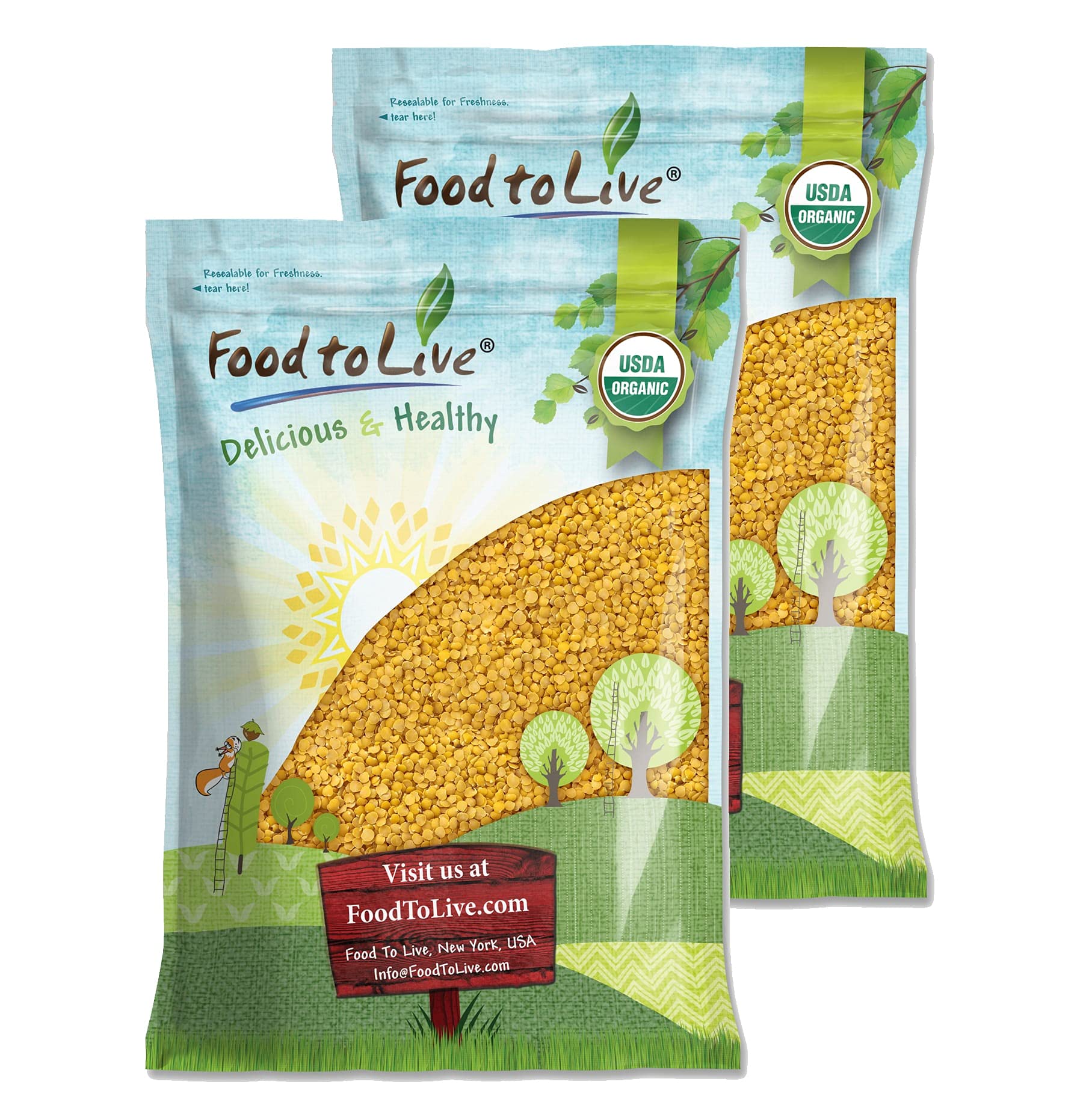 Organic Yellow Split Lentils 20 lbs - Non-GMO, Raw, Dried, Vegan, Kosher | High in Protein, Fiber & Iron | Low Sodium, Low Fat | Perfect for Cooking, Soups, Chili, Stews & Healthy Meal Prep
