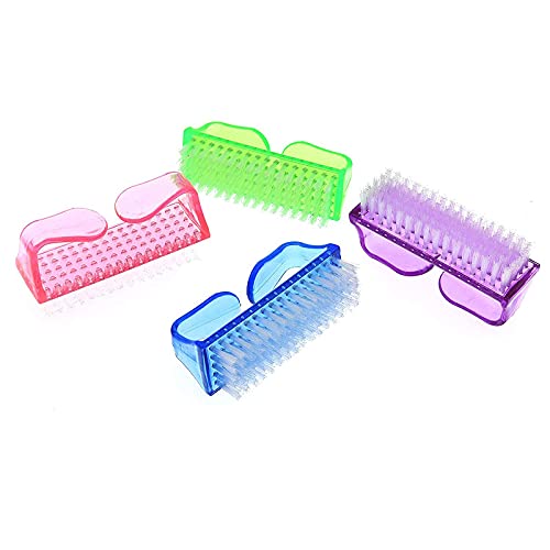 FAMEZA 4-Piece Handle Grip Nail Brush Set - Professional Nail Cleaner for Fingers & Toes, Under Nail Scrubber for Men & Women - Multicolor - Perfect for Home, Salon, Travel & Pedicure Care