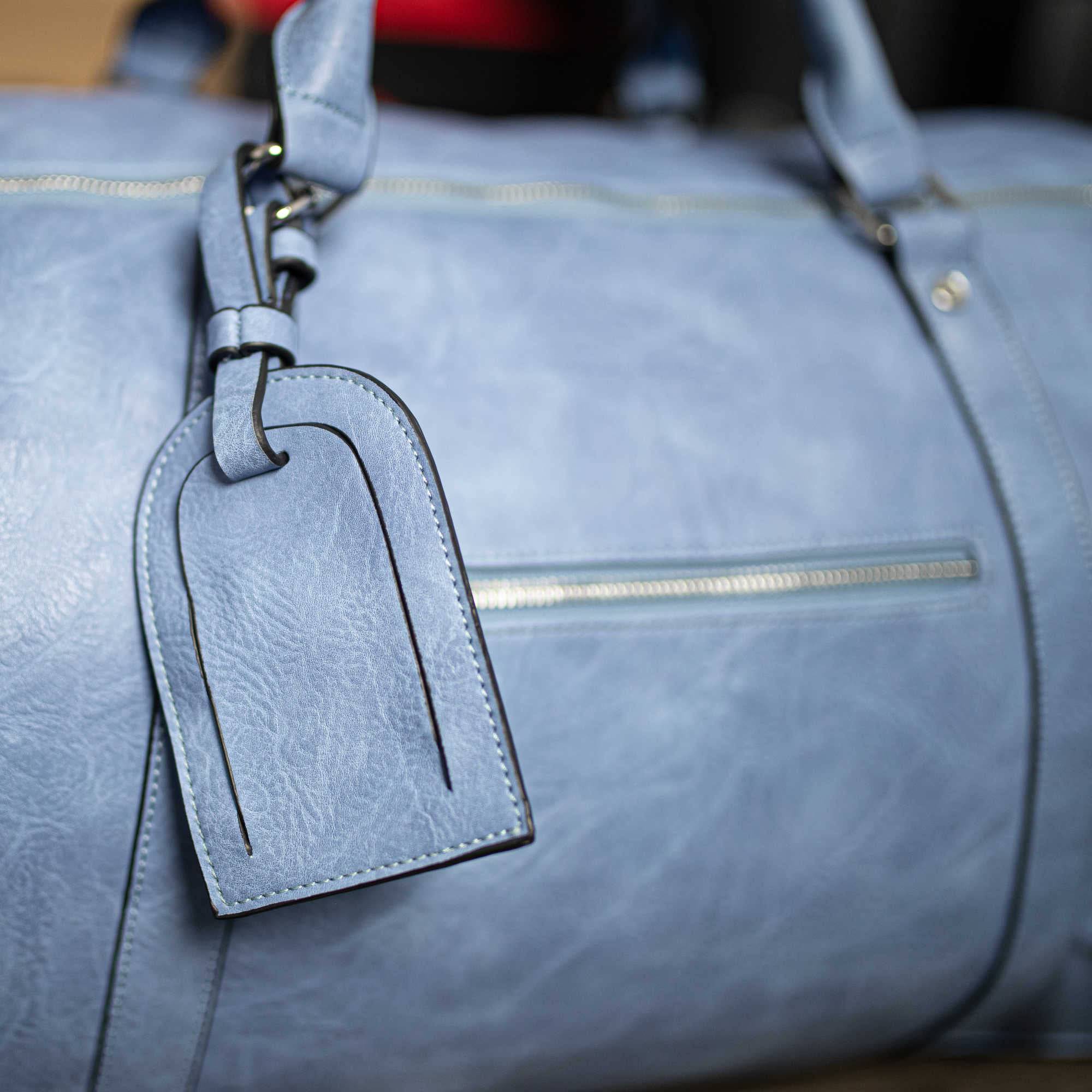 Premium Baby Blue Luciano Genuine Leather Duffle Bag for Men & Women - Stylish Travel, Gym & Weekend Getaway Carryall