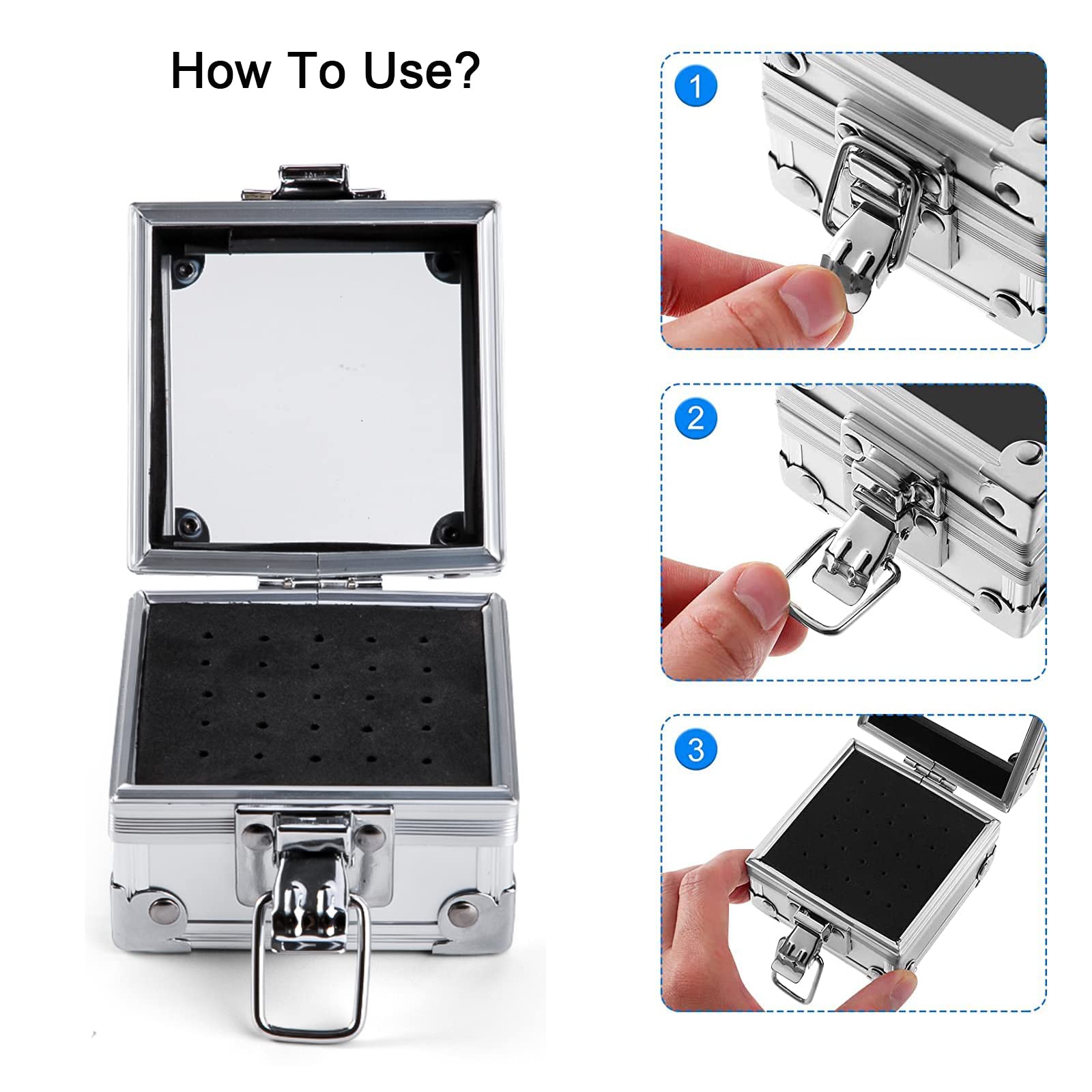 LXIANGN 25-Slot Aluminum Nail Drill Bit Holder Storage Box - Professional Efile Nail Bits Organizer & Display Case for Nail Art (Silver) - Perfect for Salon, Home Manicure & Nail Technician Storage