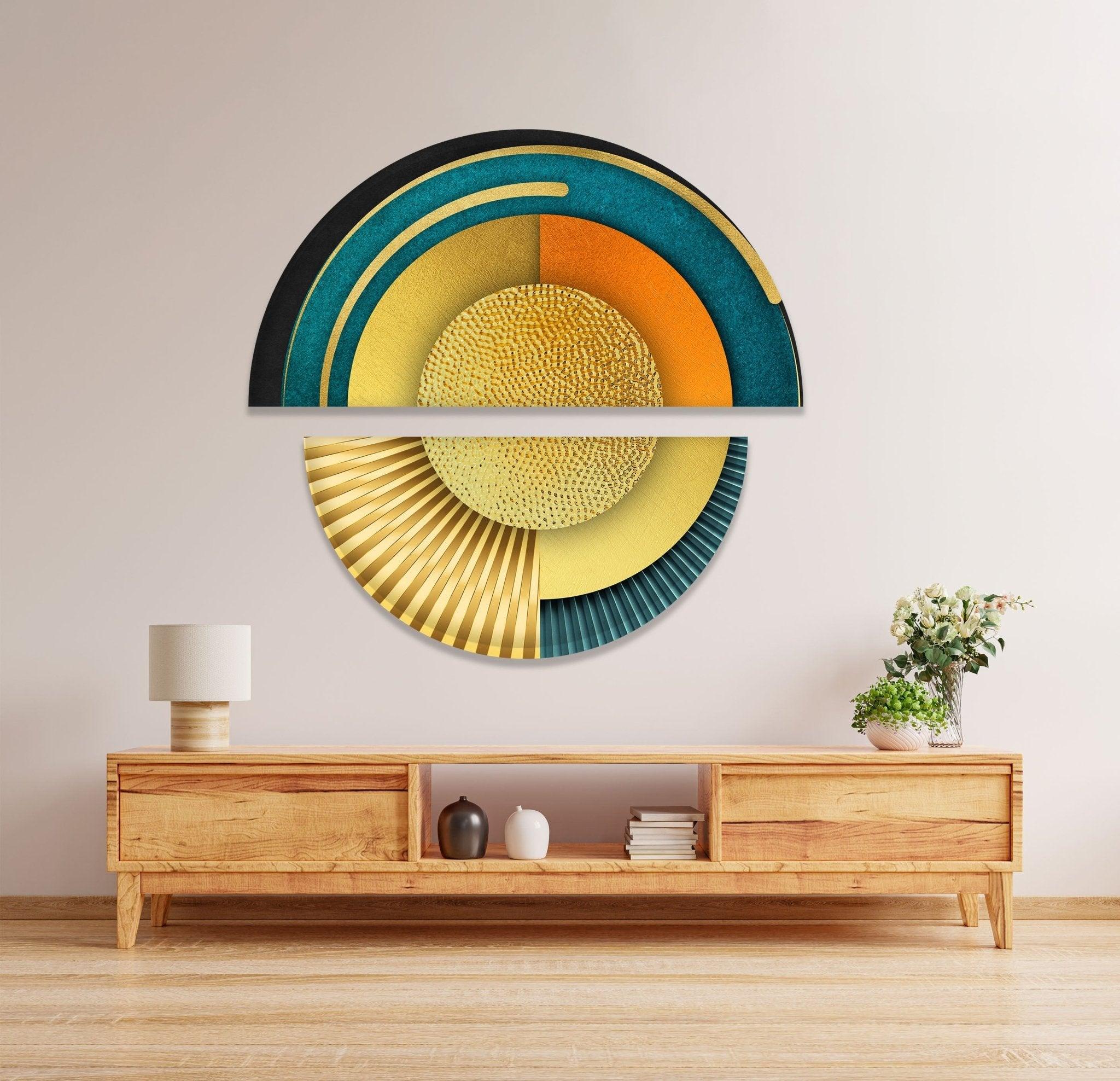 Abstract Yellow & Orange Glass Wall Art Set of 2 - Modern Handmade Glass Decor for Living Room, Bedroom, Office - Perfect for Home & Office Decor, Housewarming Gifts