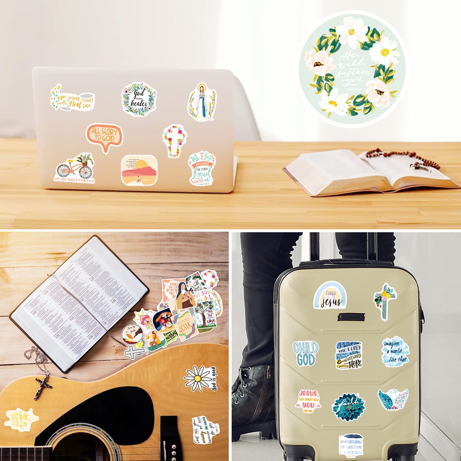 300PCS Christian Stickers for Journaling & Water Bottles - Bible Verse Decals for Teens & Adults