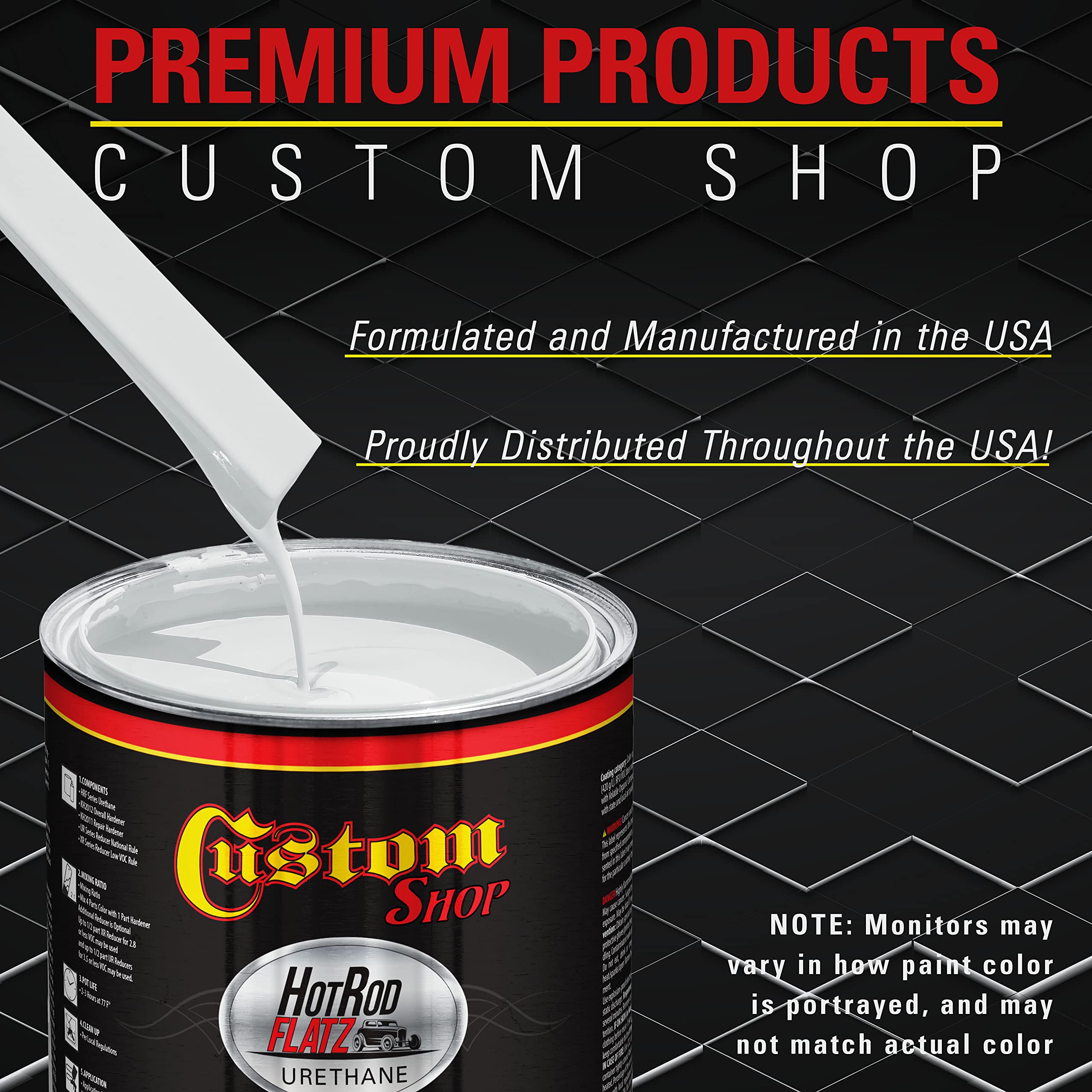 Professional Alpine White Hot Rod Flatz Flat Matte Satin Urethane Auto Paint Kit - 1 Gallon Complete Car & Truck Coating (4:1 Mix Ratio) - Perfect for Custom Shop Projects, Automotive Restoration & Hot Rod Finishes