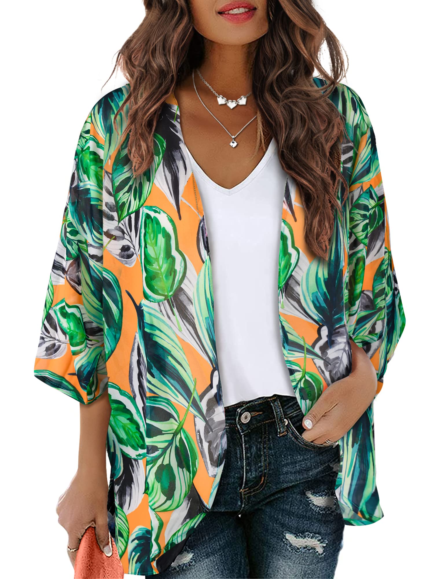 Lightweight Women's Summer Kimono Cardigan - Chiffon Loose Beach Cover Up Tops for Women - Boho Chic Loungewear for Beach, Pool, and Vacation Outfits