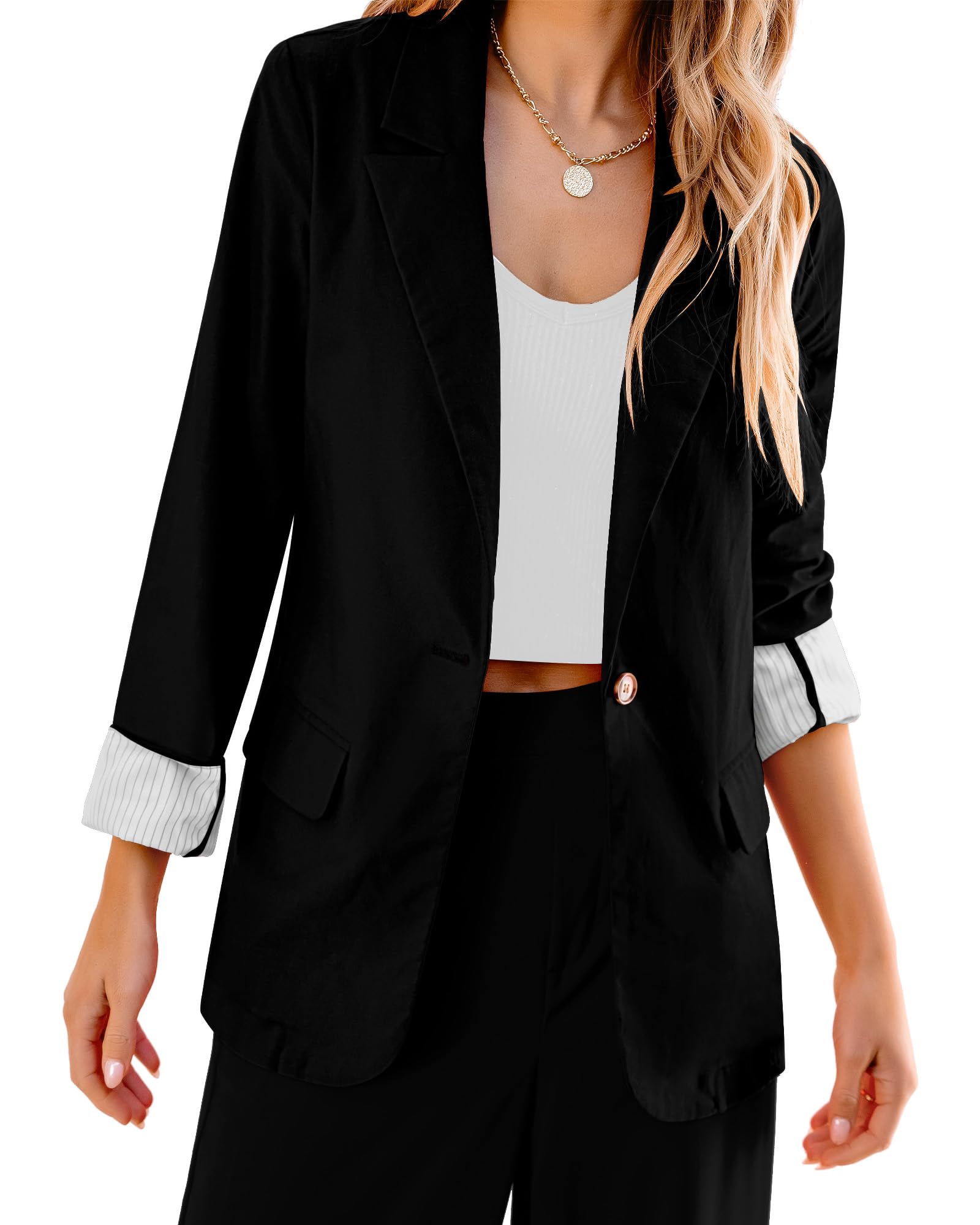Luvamia Women's Lightweight Linen Blazer - Business Casual Suit Jacket for Work, Spring & Summer 2025 | Unlined, Dressy & Fashionable | Perfect for Office Wear, Business Meetings & Professional Outfits