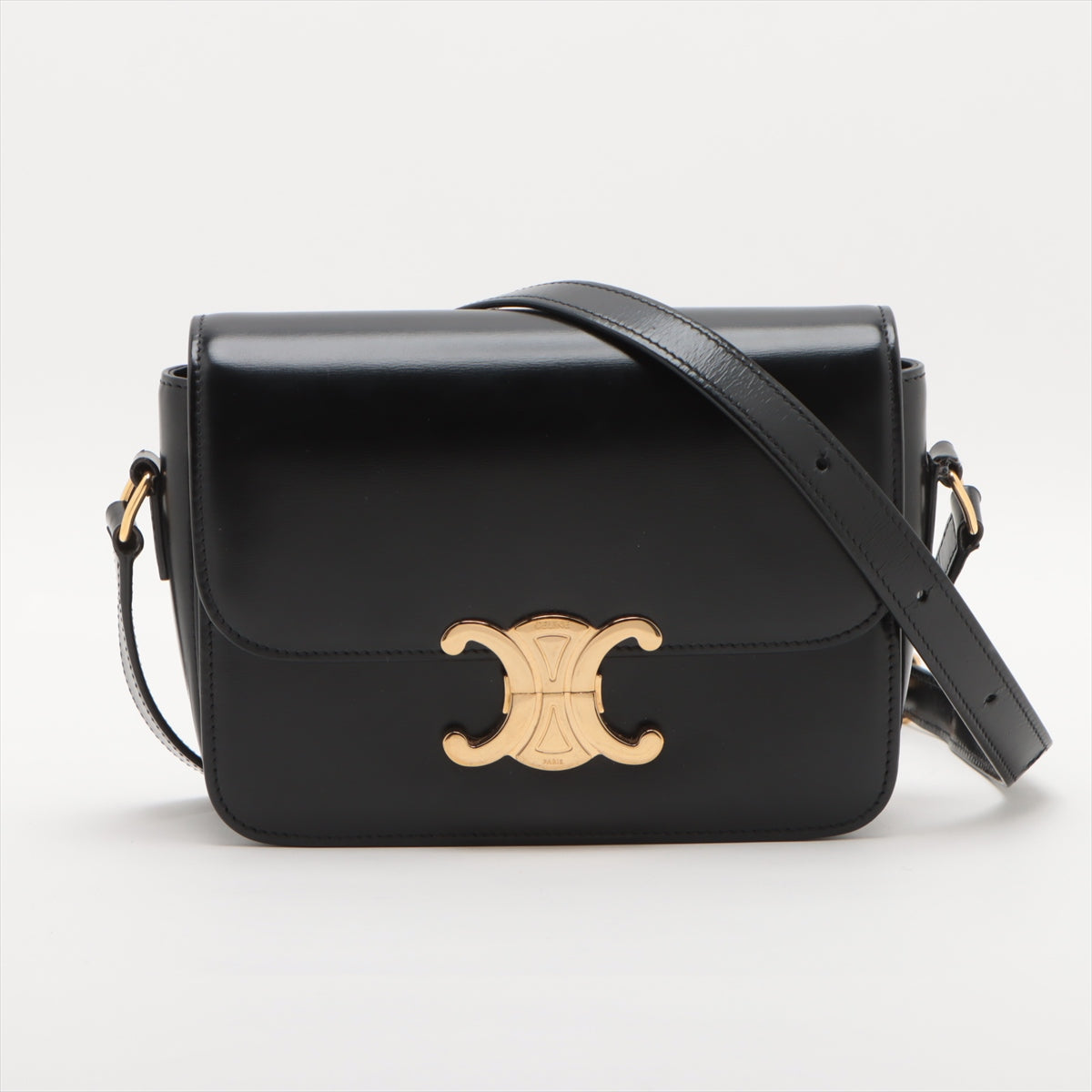 CELINE Teen Triomphe Leather Shoulder Bag Black | Luxury Crossbody Purse for Women | Perfect for Date Night, Office & Travel