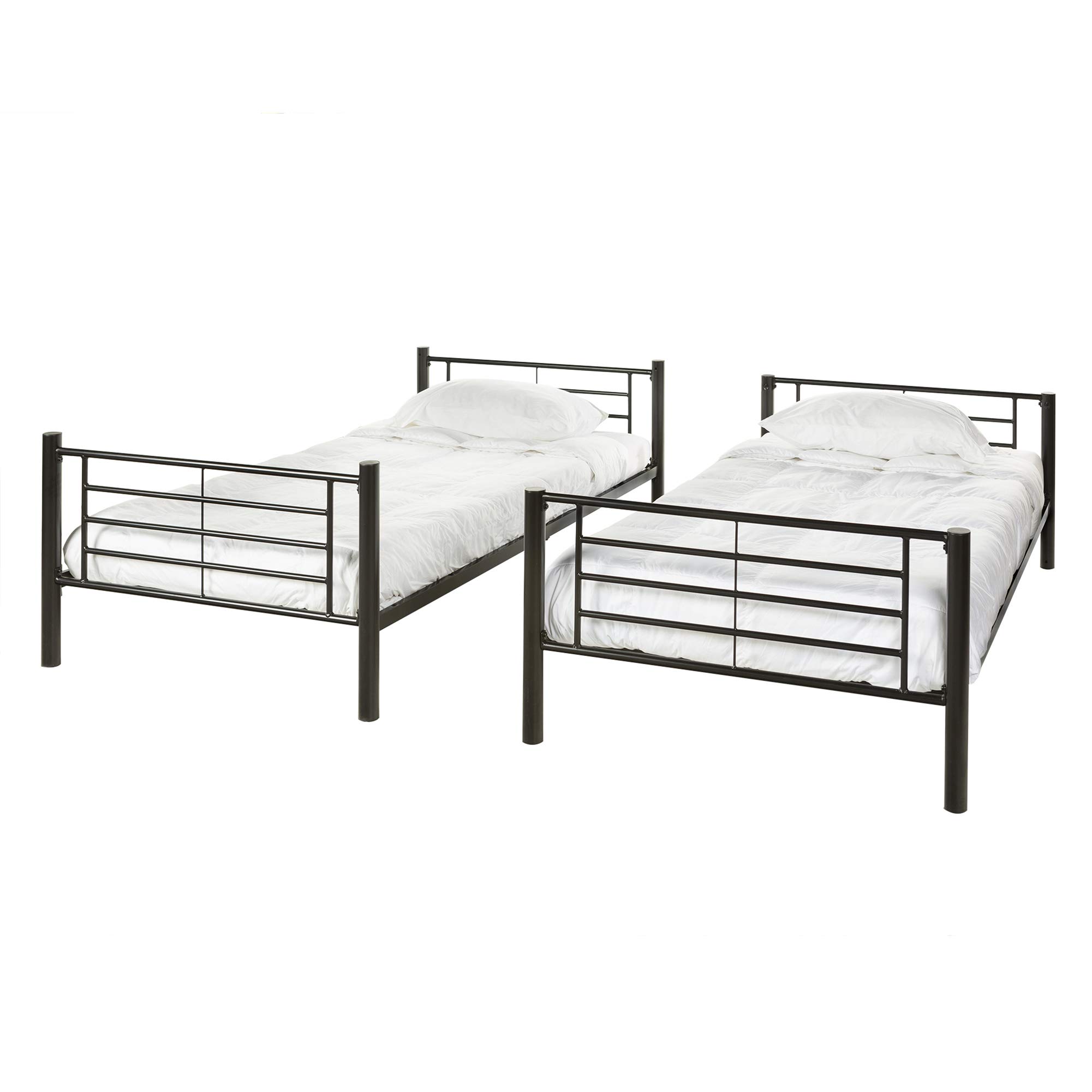 Walker Edison Elodie Urban Industrial Twin over Twin Metal Bunk Bed - Sturdy Black Steel Frame for Kids & Teens - Perfect for Small Bedrooms, Dorms & Shared Spaces