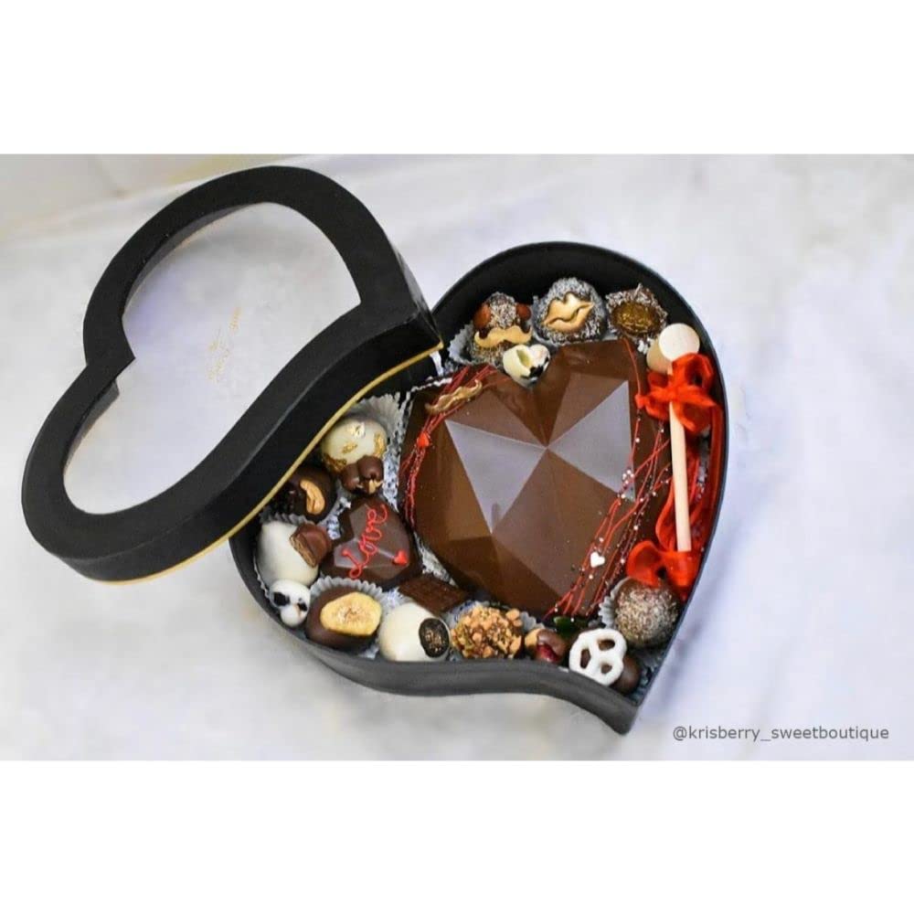 Premium Heart Shaped Gift Boxes Set of 3 - Luxury Black Valentine's Day Jewelry & Flower Packaging for Weddings, Anniversaries, and Romantic Occasions