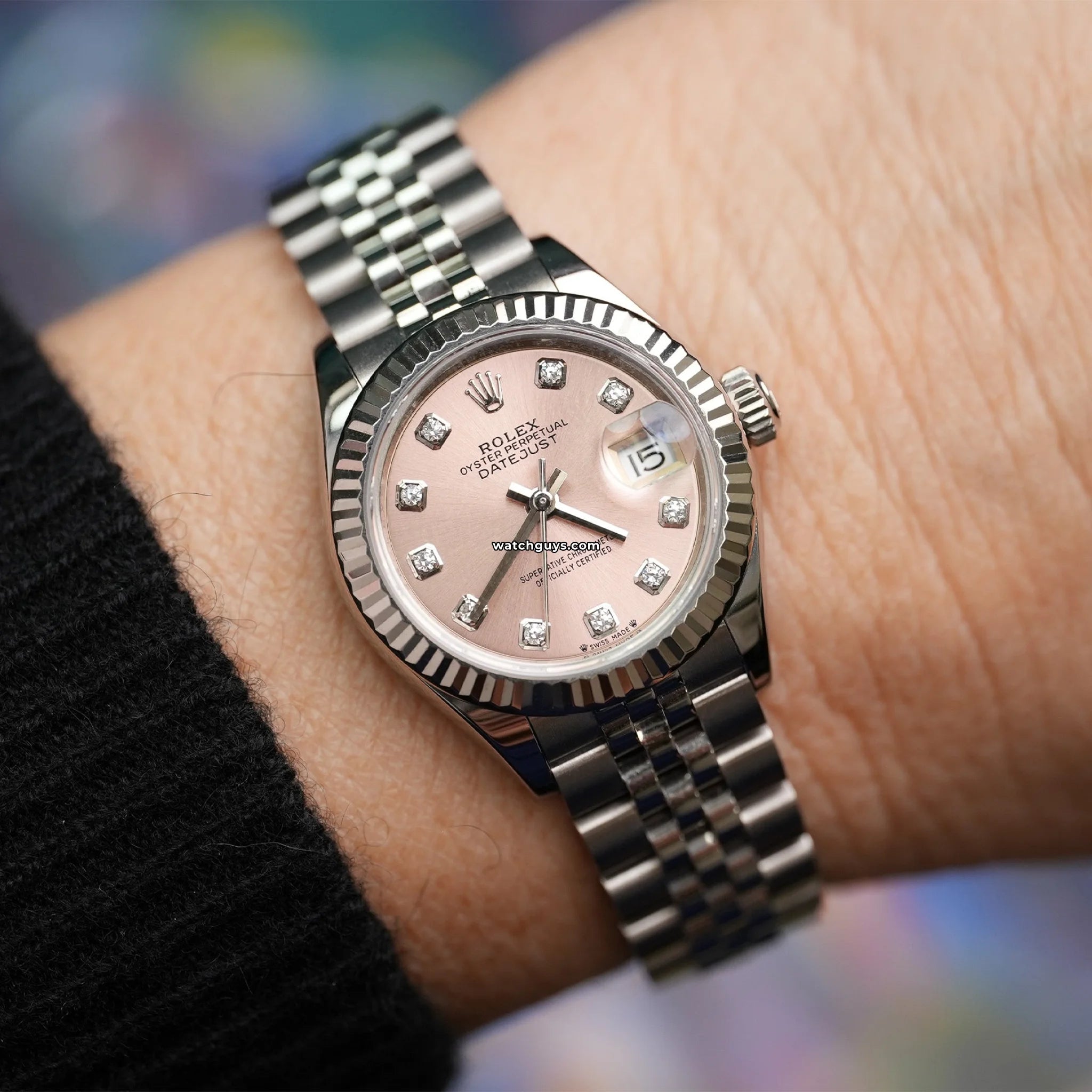 Authentic Rolex Datejust 279174 Women's Watch - Pink Dial, Diamond Markers, Jubilee Bracelet | Luxury Timepiece for Special Occasions & Gifts