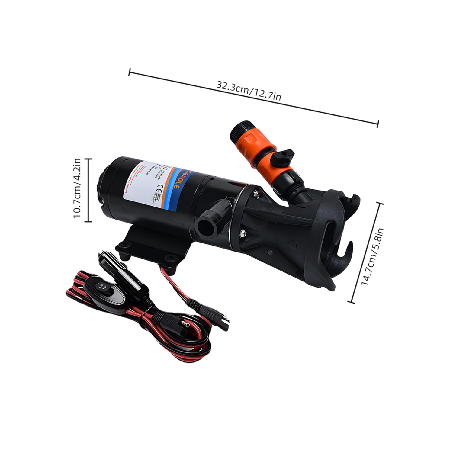 12V RV Macerator Pump - Self Priming Sewage Grinder Pump with 3-Inch Water Inlet & Quick Release - 45L DC Waste Water Pump for RV, Camper, Boat - Perfect for Off-Grid Living and Remote Camping