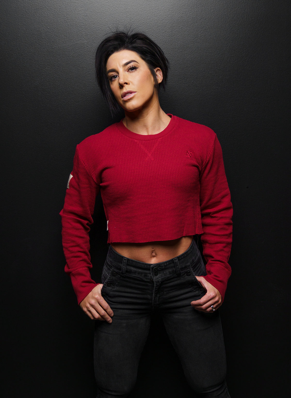 Women's Forever Waffle Knit Crop Sweater - Bloodstone | Cozy Casual Pullover for Fall & Winter | Perfect for Layering, Coffee Dates & Weekend Outfits