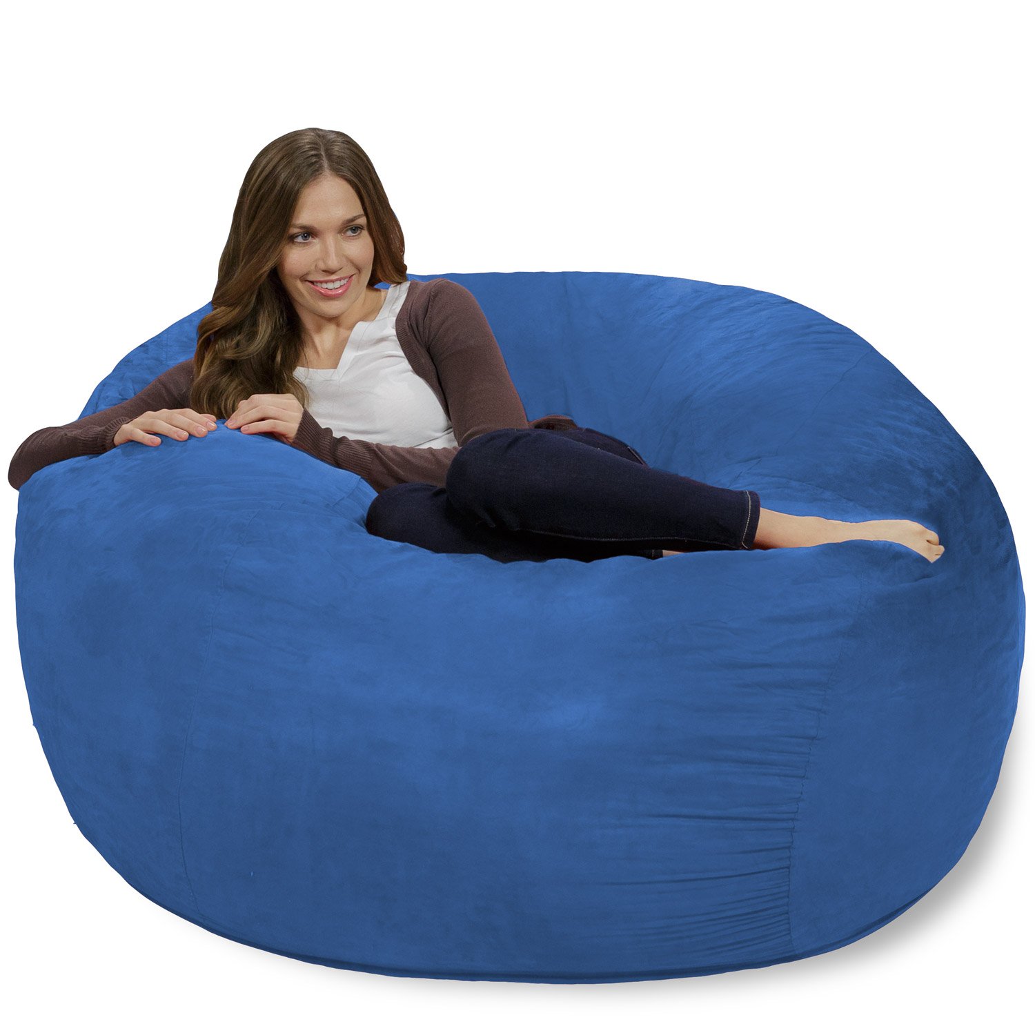 Chill Sack Giant 4' Memory Foam Bean Bag Chair - Soft Microfiber Cover in Royal Blue - Perfect for Living Room, Game Room & Dorm Relaxation