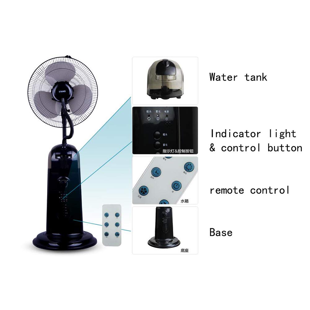 Oscillating Misting Fan with Humidifier - 3-Speed Commercial Floor Fan with Timer & Remote Control - High Velocity Industrial Cooling Fan for Outdoor Patio, Warehouse & Hot Weather Use
