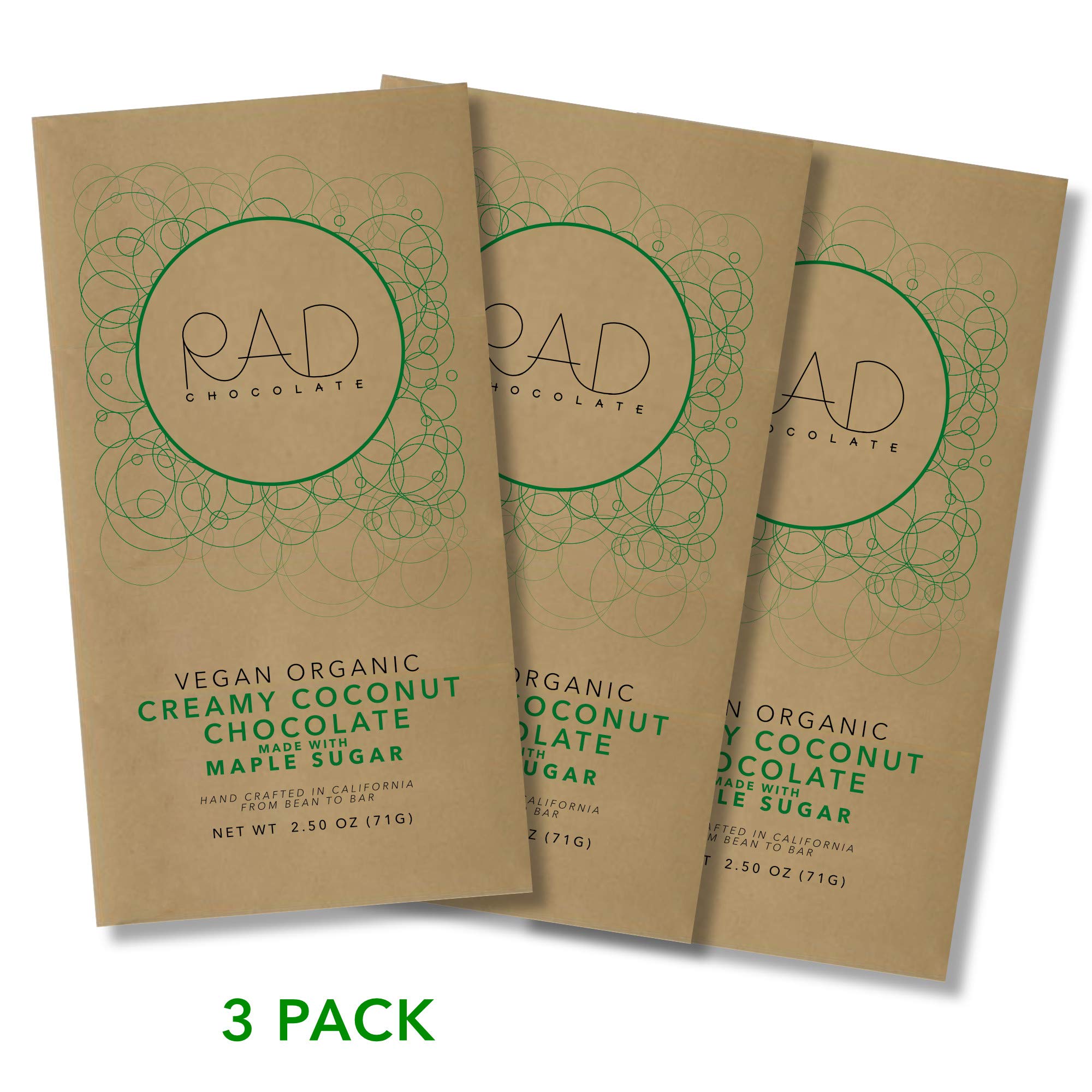Organic Vegan Coconut Chocolate Maple Sugar - Gluten Free, Soy Free, Paleo Friendly | 3 Pack | Healthy Snack for Hiking, Camping & Office Breaks