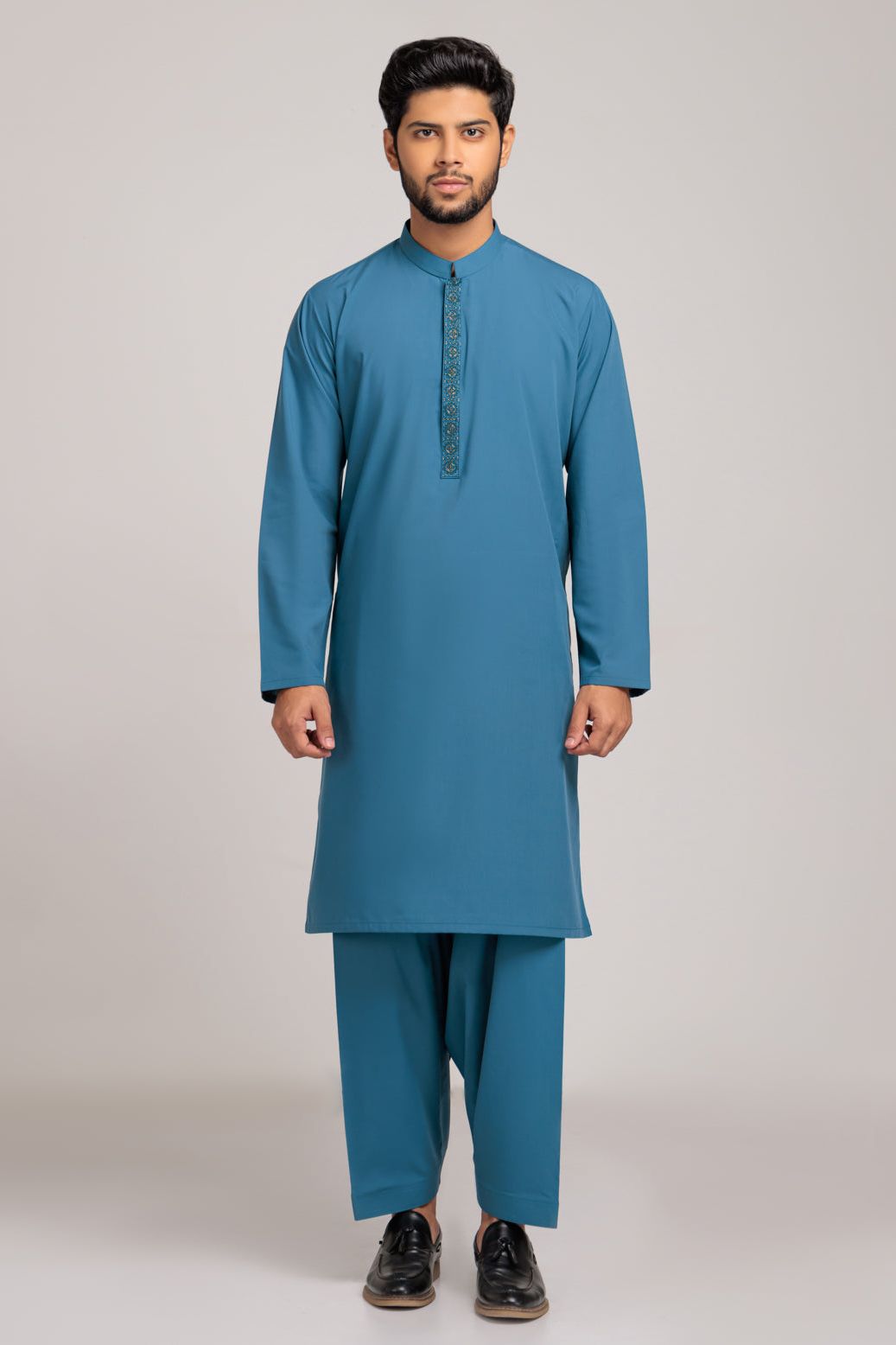 Stylish Blended Teal Kurta Shalwar Set for Women - Traditional Pakistani Outfit for Festivals, Weddings & Special Occasions