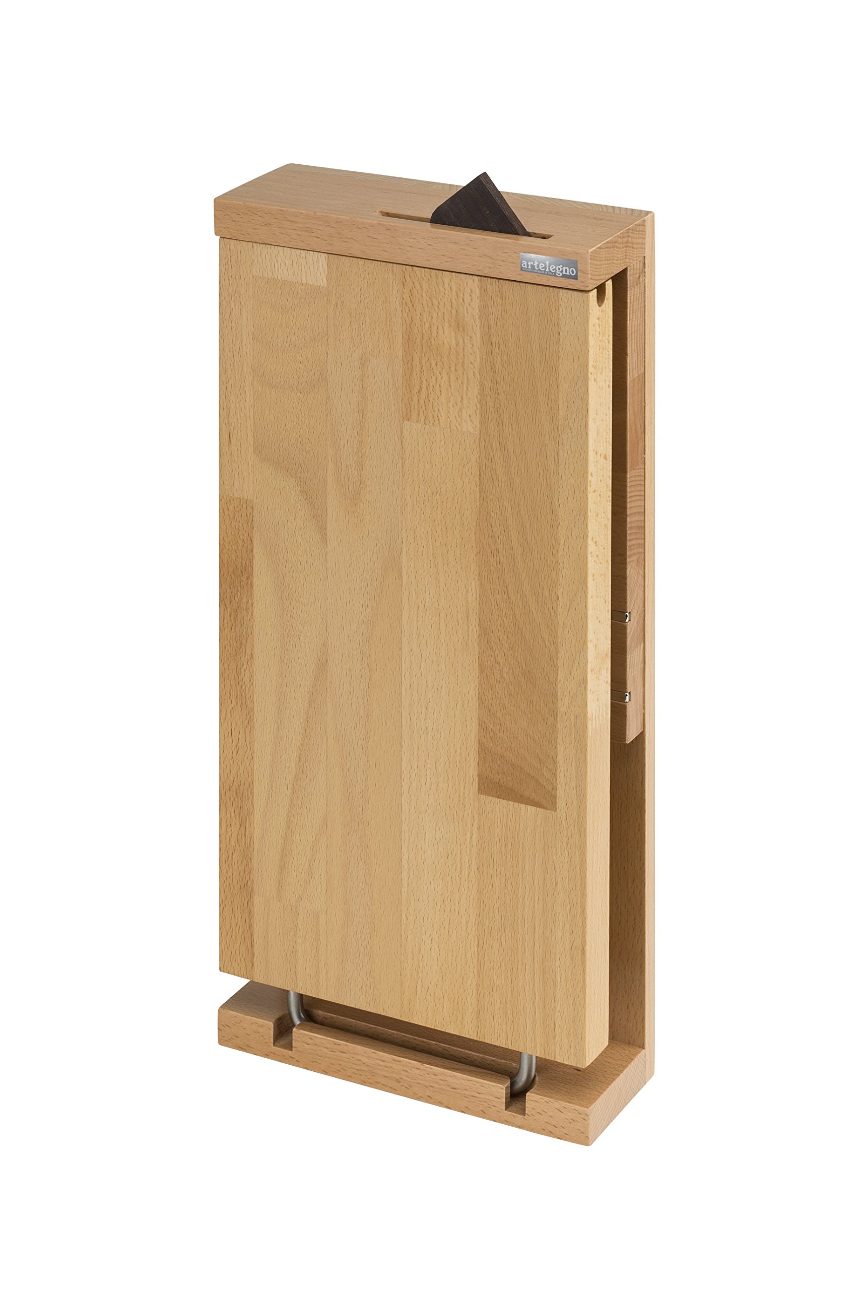 Artelegno Bologna Magnetic Knife Holder with Built-in Oiled Cutting Board - Solid Beech Wood, Natural Lacquer Finish (7.87