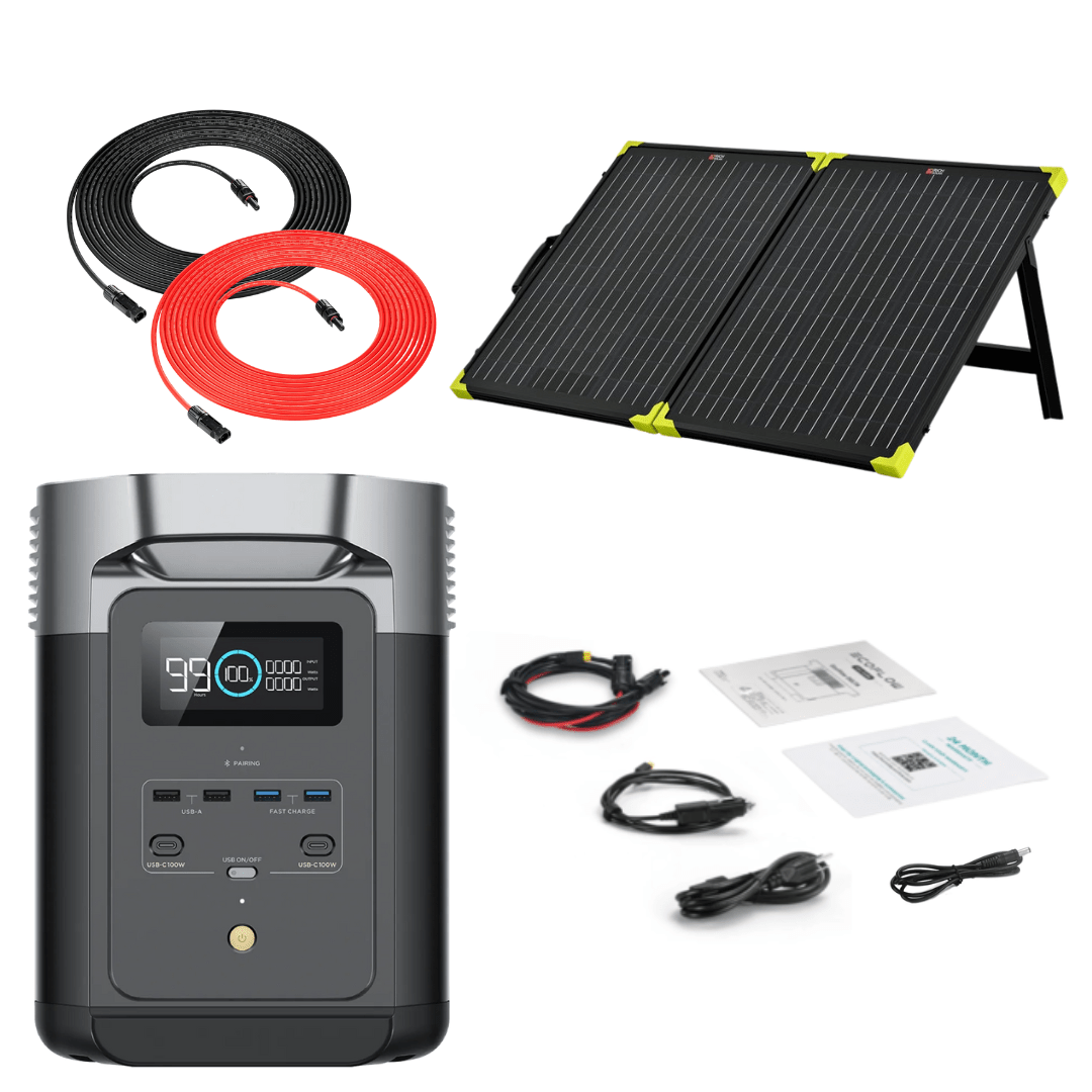 EcoFlow DELTA 2 Portable Power Station - 1024Wh Capacity, 1800W Output with 200W Solar Panel Kit | Solar Generator for Camping, RV, Emergency Backup & Off-Grid Power