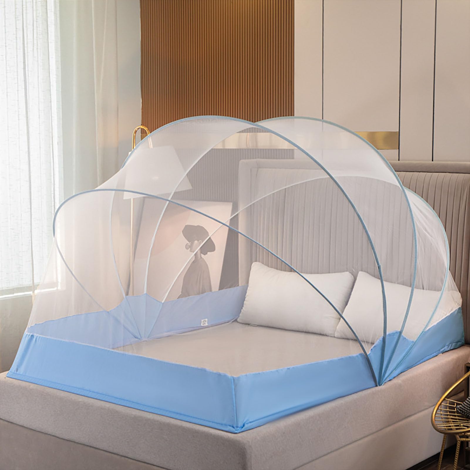 Portable Pop Up Mosquito Net Tent with Bottom - Foldable Canopy Bed Tent for Indoor/Outdoor Use - Perfect for Camping, Travel & Home Protection