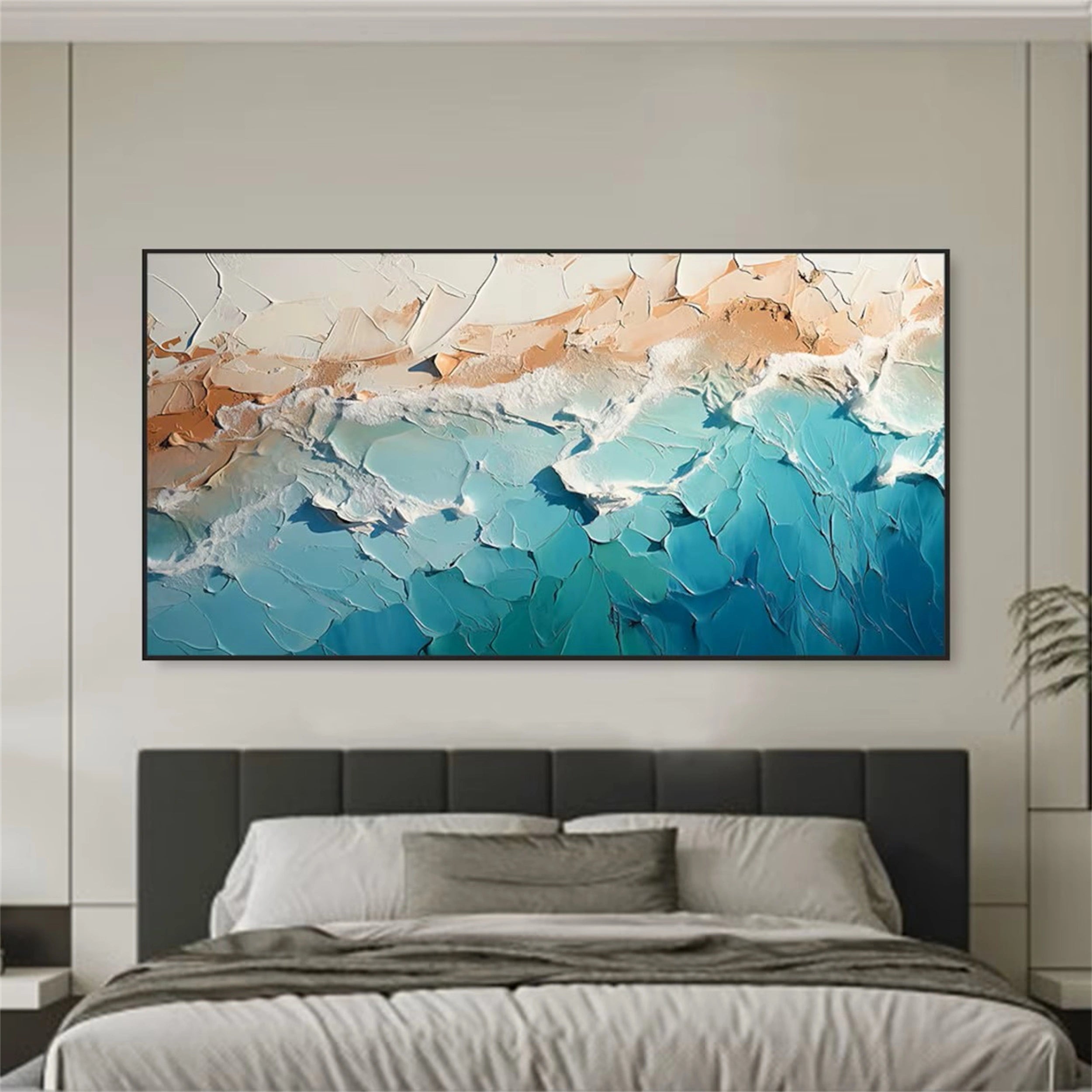 Ocean and Sky Painting #OS 061 - Handmade Canvas Wall Art for Home & Office Decor - Perfect for Living Room, Bedroom, or Office