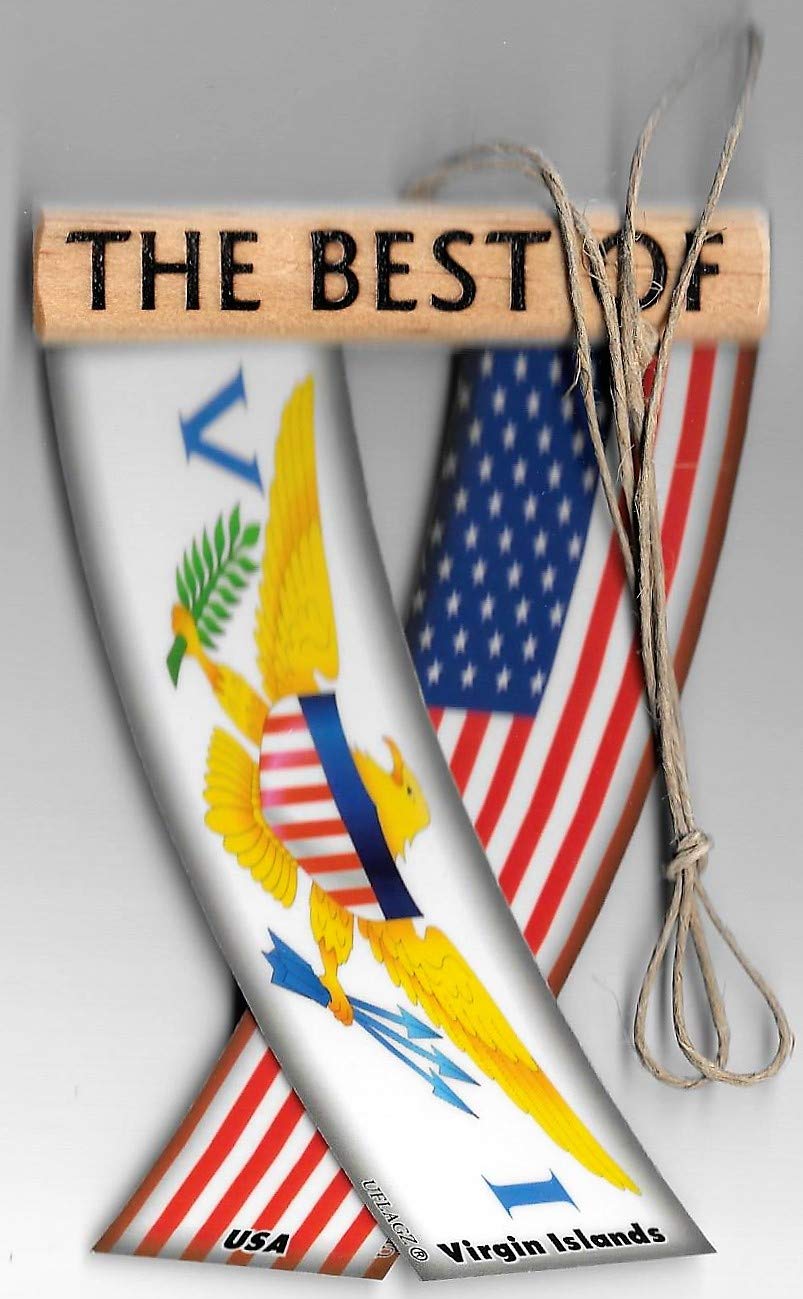 VI & USA American ST Thomas Caribbean Car Rearview Mirror Mini Banner Hanging Flags - Unity Flagz™ for Road Trips & Island Vibes