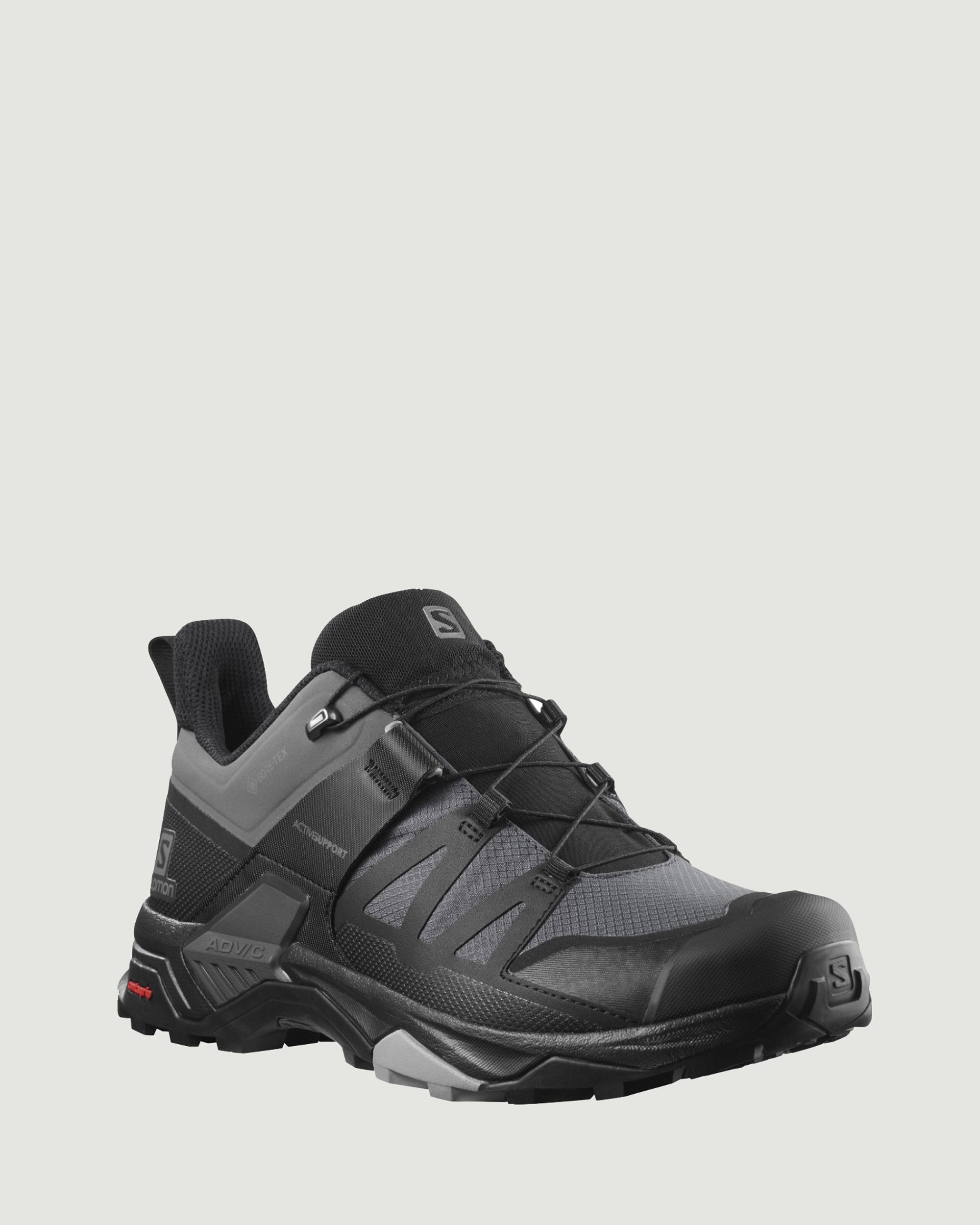 Men's Salomon X Ultra 4 GTX Wide Hiking Shoes - Waterproof & Lightweight Trail Running Shoes for Men in Magnet/Black/Monument - Perfect for Mountain Trekking & Outdoor Adventures