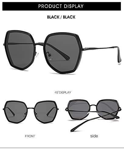 Stylish Hexagonal Oversized Sunglasses for Women - HD UV Protection - Trendy Geometric Design - Perfect for Beach, Driving, and Outdoor Activities