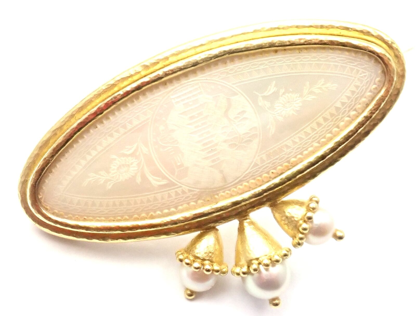 Authentic Elizabeth Locke 18k Yellow Gold Pearl Mother of Pearl Brooch Pin - Elegant Jewelry for Women, Perfect for Weddings, Parties & Special Occasions