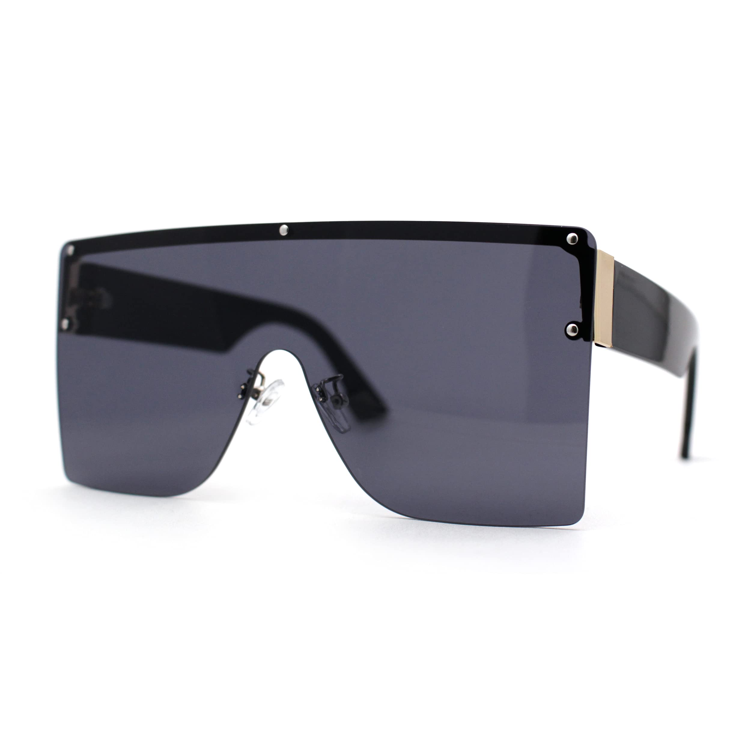 Oversized Rectangle Shield Flat Top Sunglasses for Men & Women - UV Protection, Fashionable & Comfortable - Perfect for Driving, Running, and Outdoor Activities